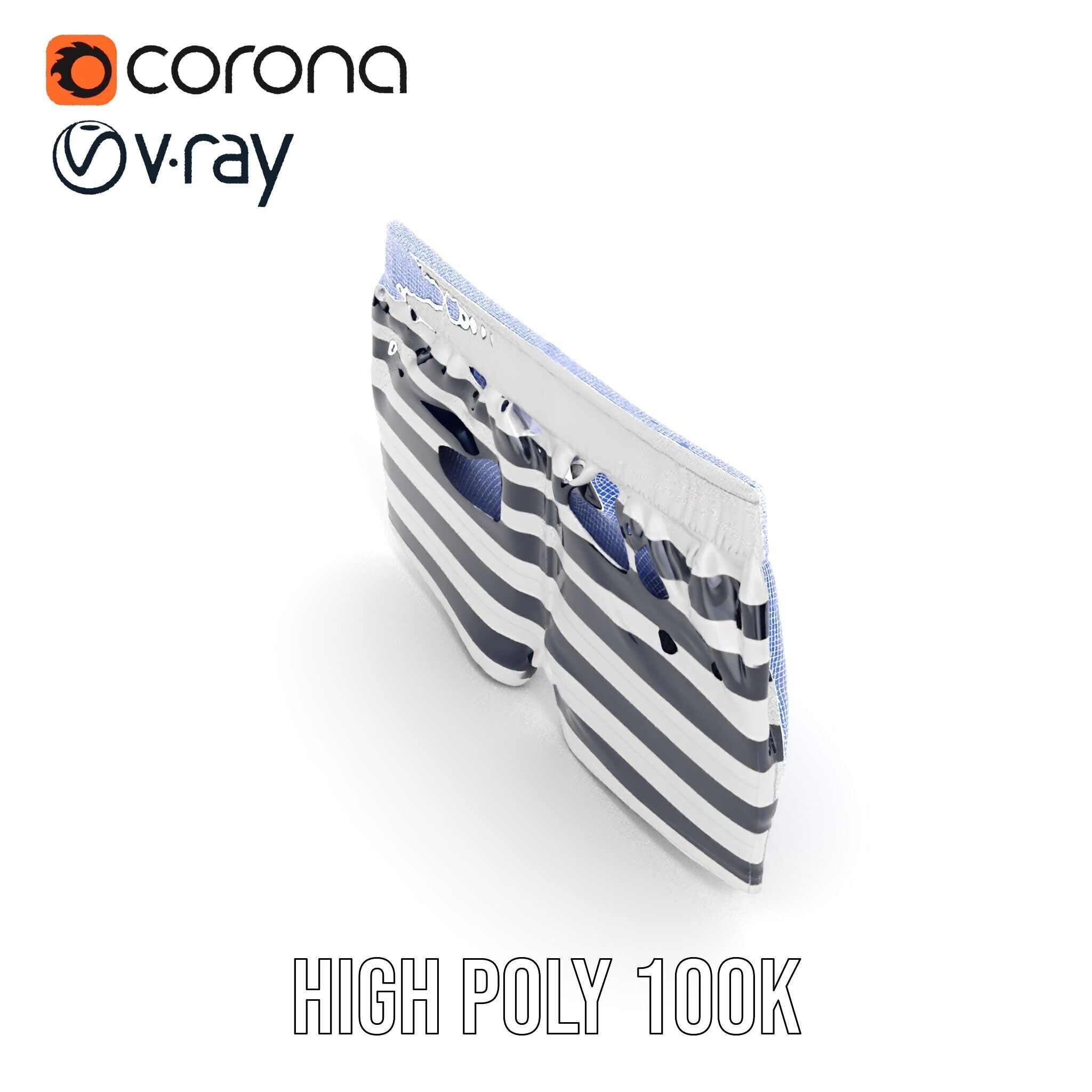 Striped Swim Shorts D Model Pack Low-poly 3D model_30