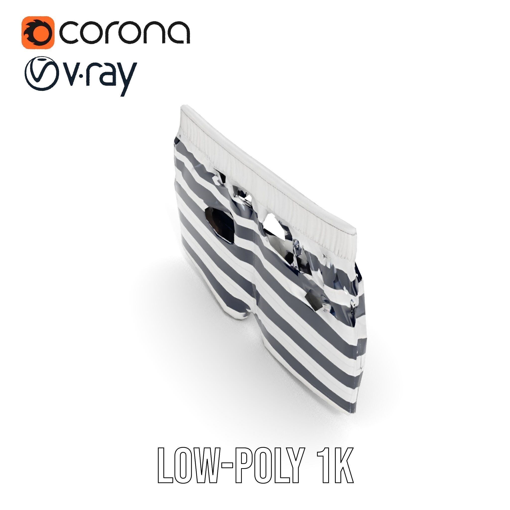 Striped Swim Shorts D Model Pack Low-poly 3D model_21