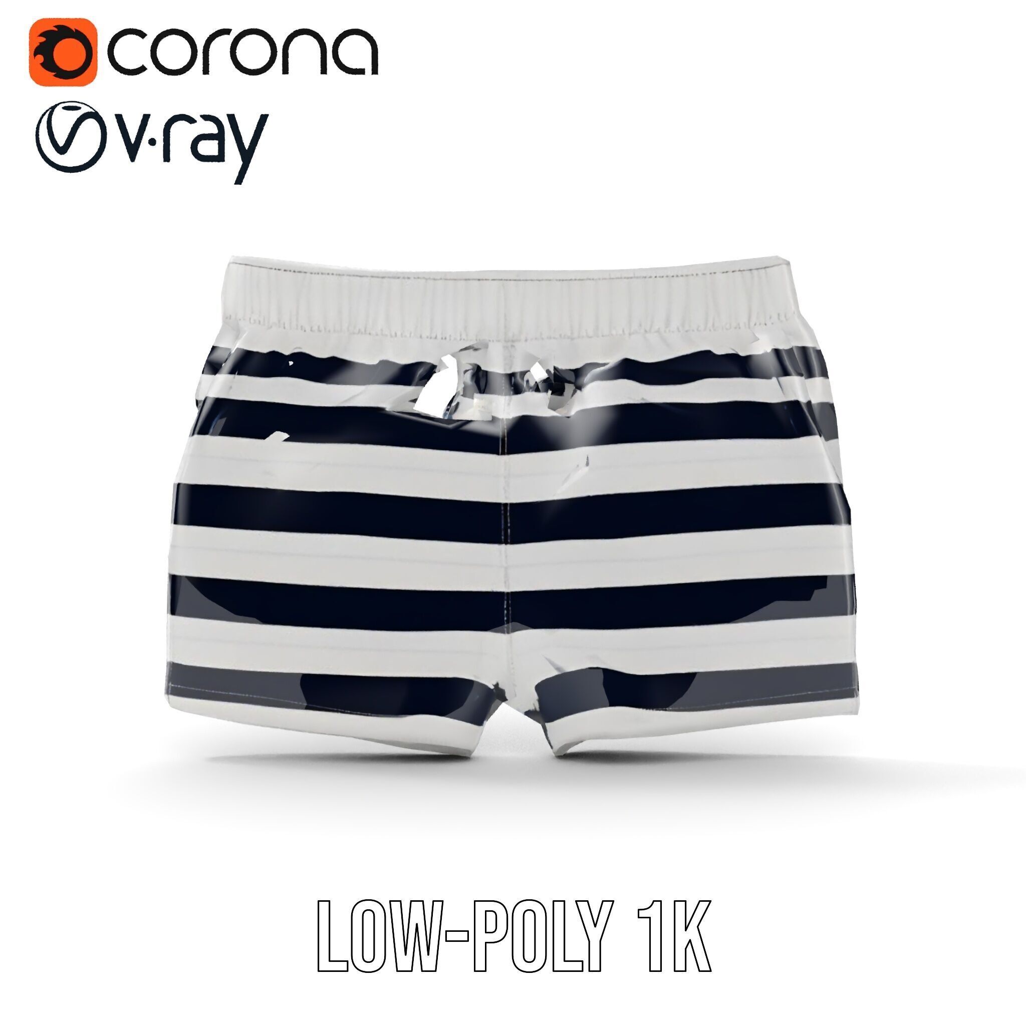 Striped Swim Shorts D Model Pack Low-poly 3D model_13
