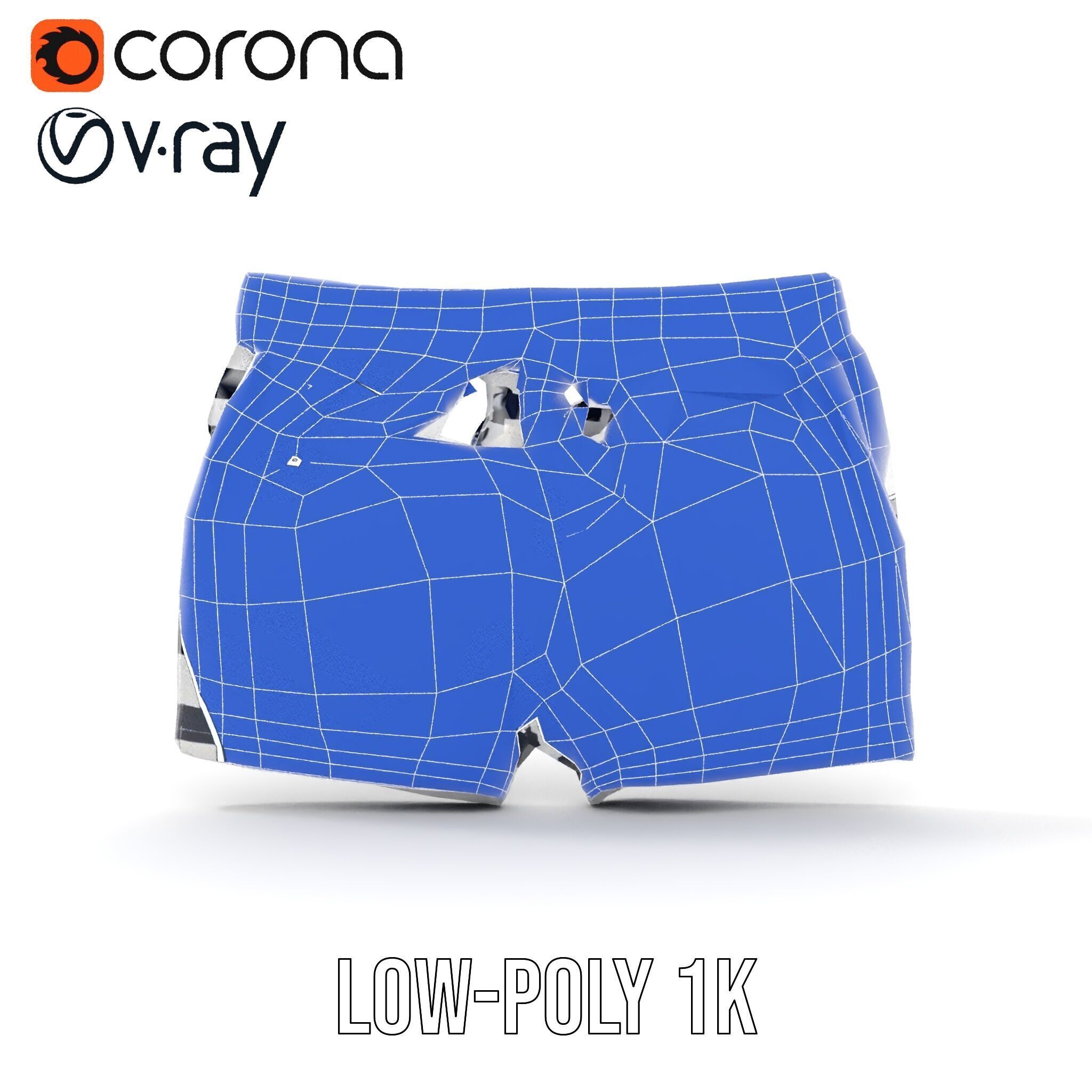 Striped Swim Shorts D Model Pack Low-poly 3D model_32
