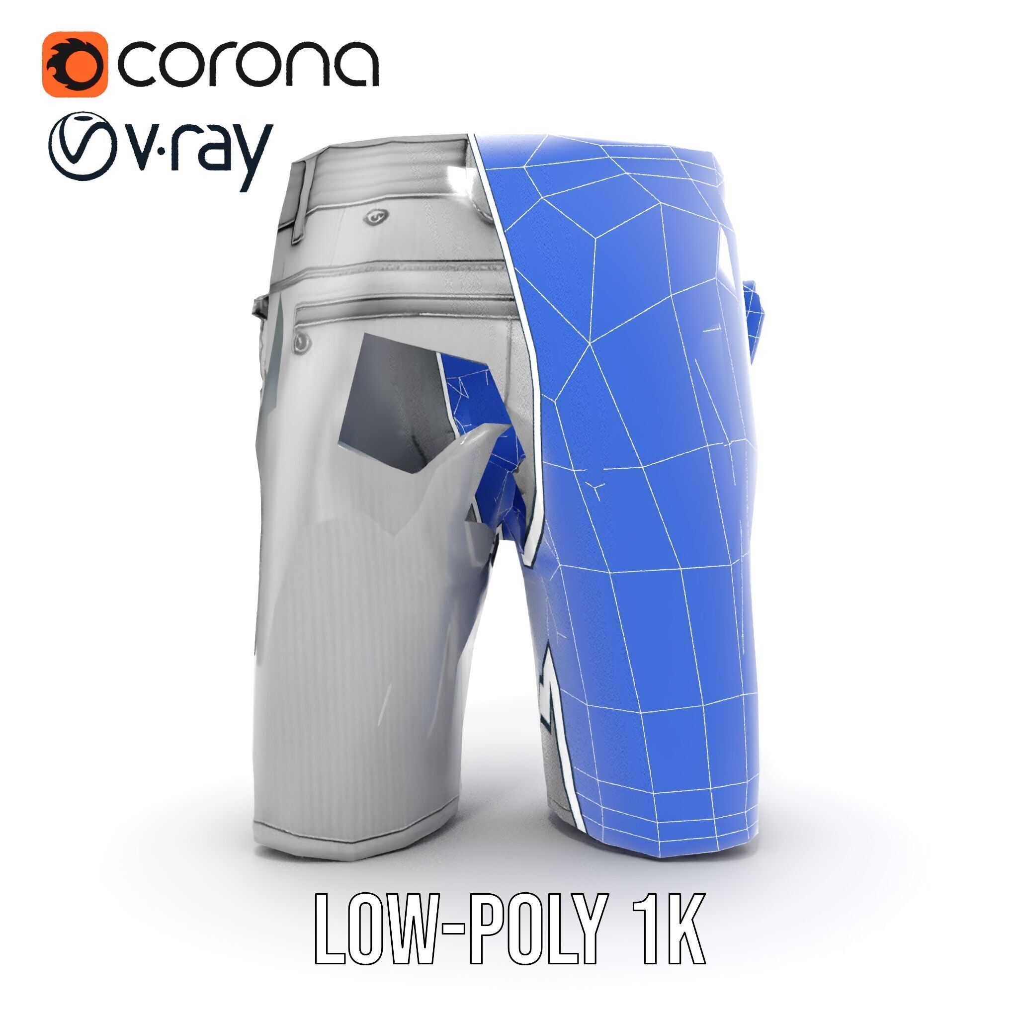 Mens Casual Shorts D Model Pack Low-poly 3D model_29