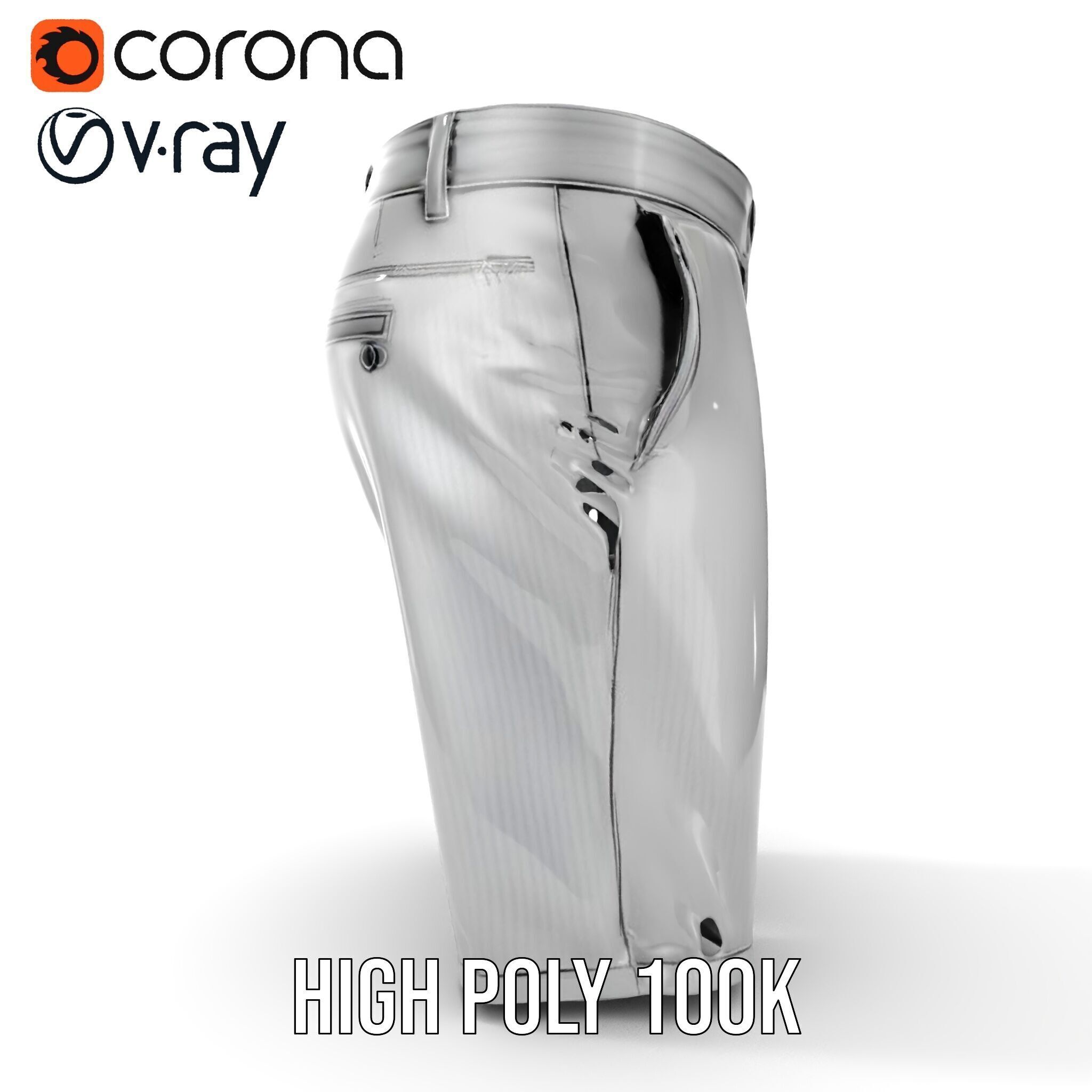 Mens Casual Shorts D Model Pack Low-poly 3D model_32