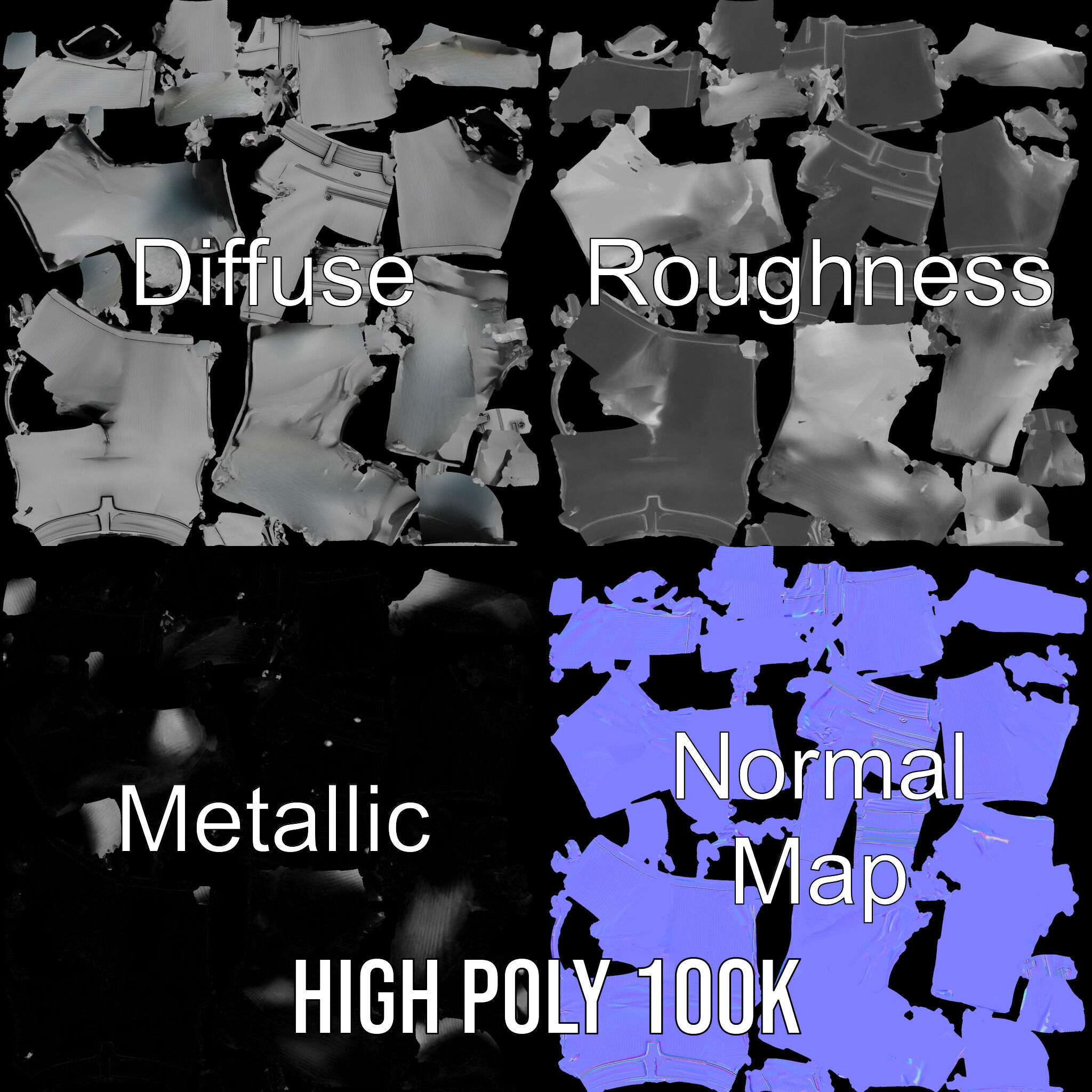 Mens Casual Shorts D Model Pack Low-poly 3D model_3