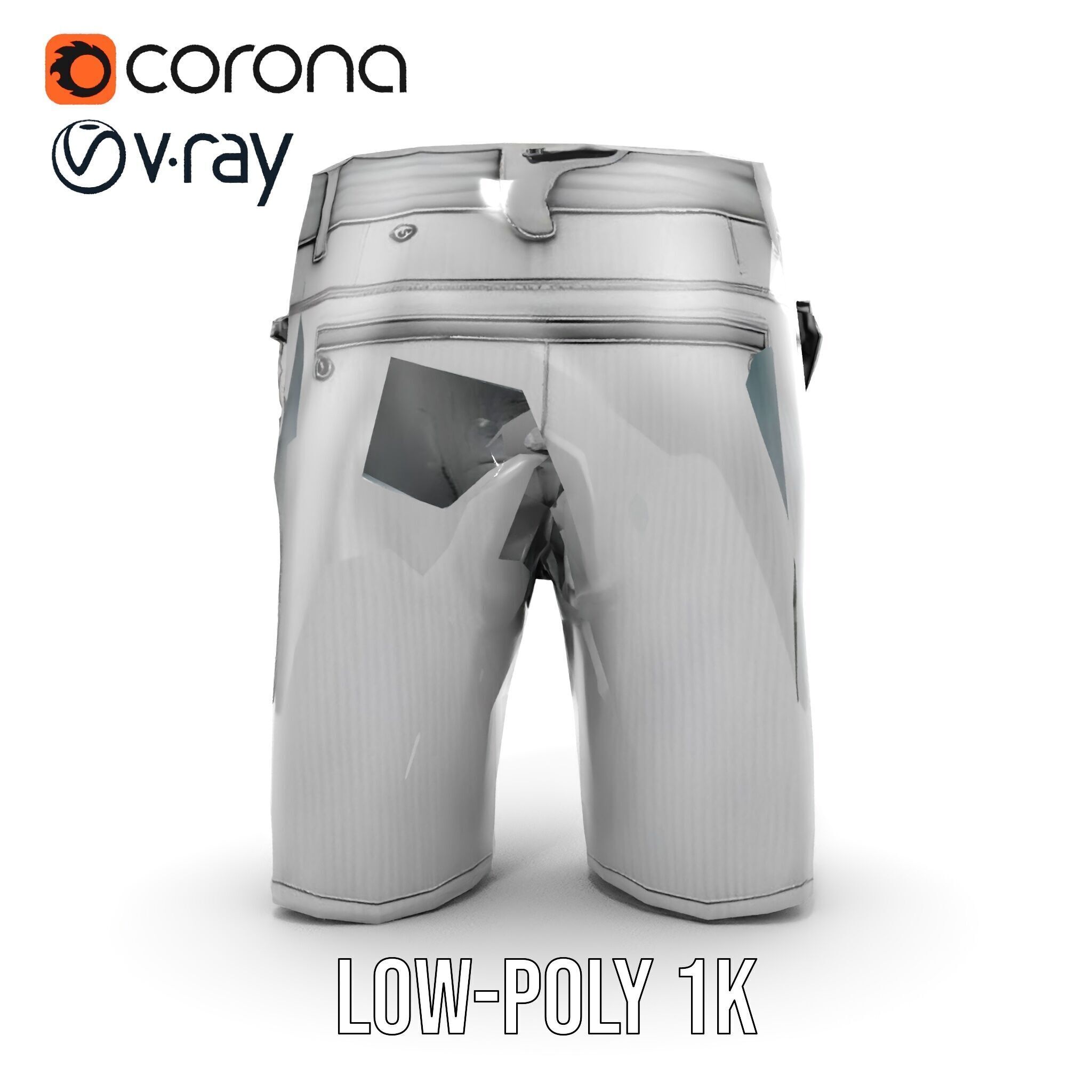 Mens Casual Shorts D Model Pack Low-poly 3D model_21