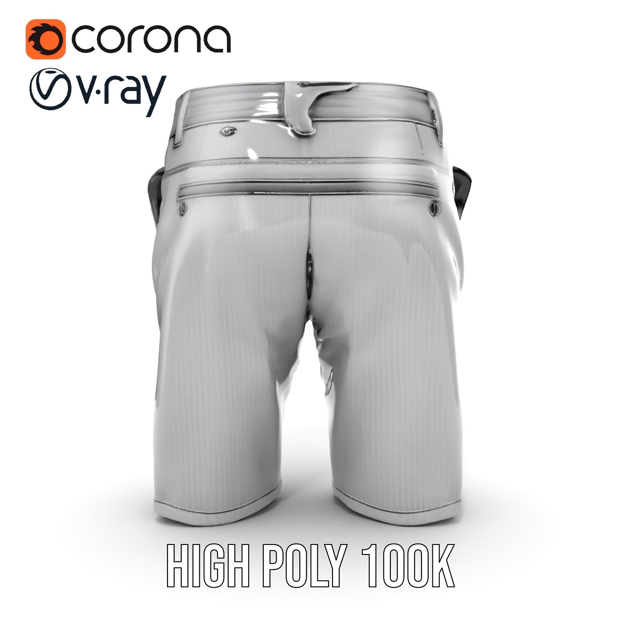Mens Casual Shorts D Model Pack Low-poly 3D model_19