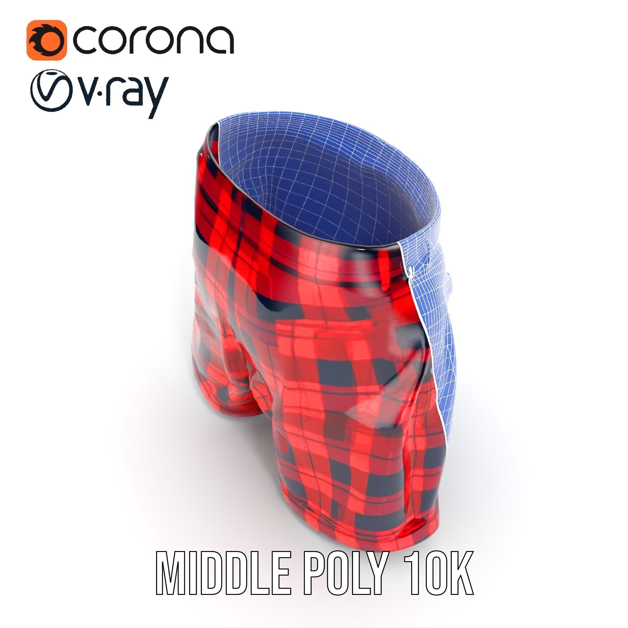 Plaid Shorts Model Pack with Detailed Textures Low-poly 3D model_31