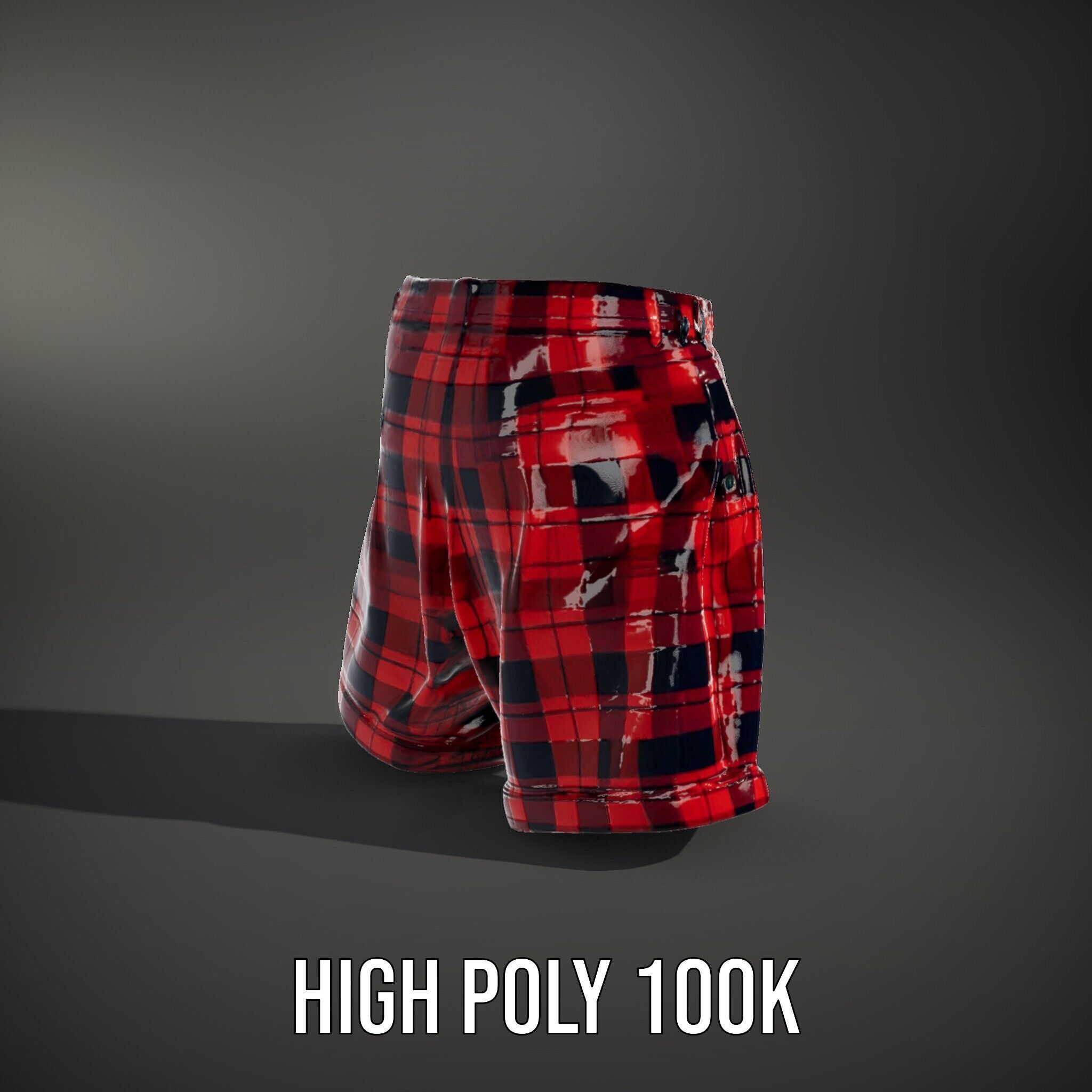 Plaid Shorts Model Pack with Detailed Textures Low-poly 3D model_14