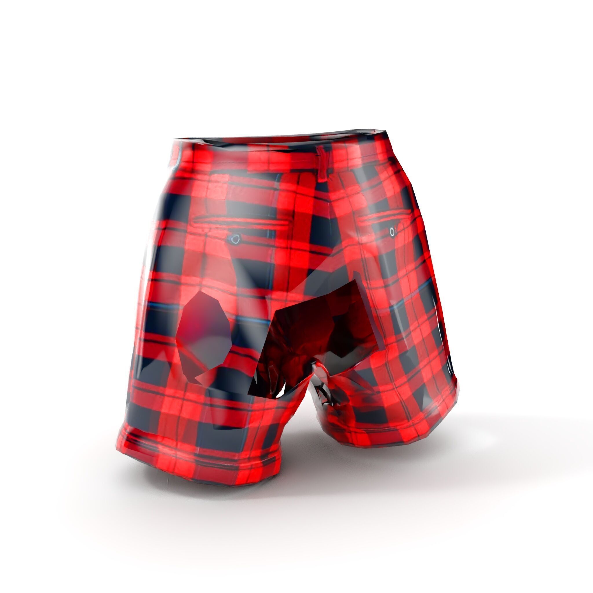 Plaid Shorts Model Pack with Detailed Textures Low-poly 3D model_23