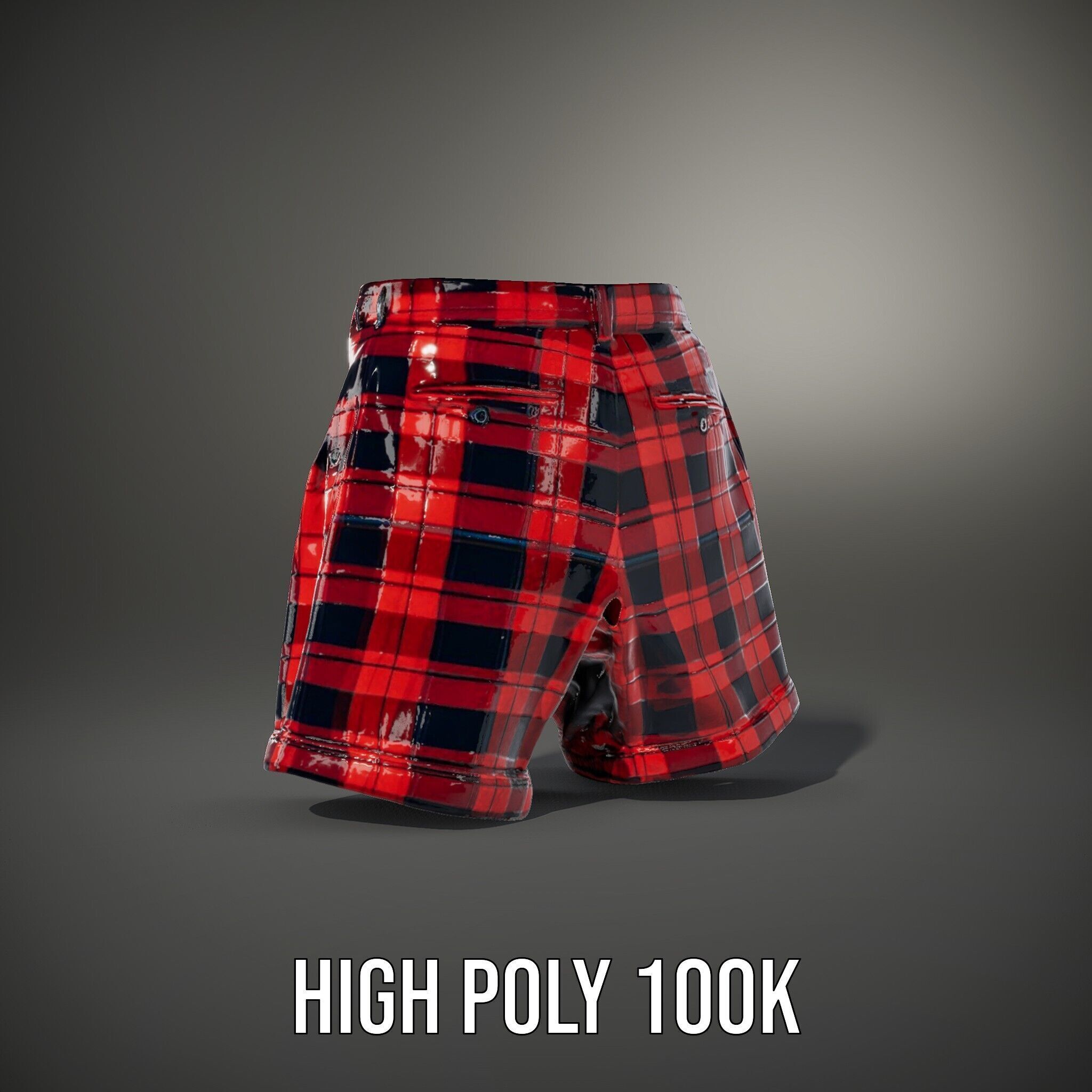 Plaid Shorts Model Pack with Detailed Textures Low-poly 3D model_8