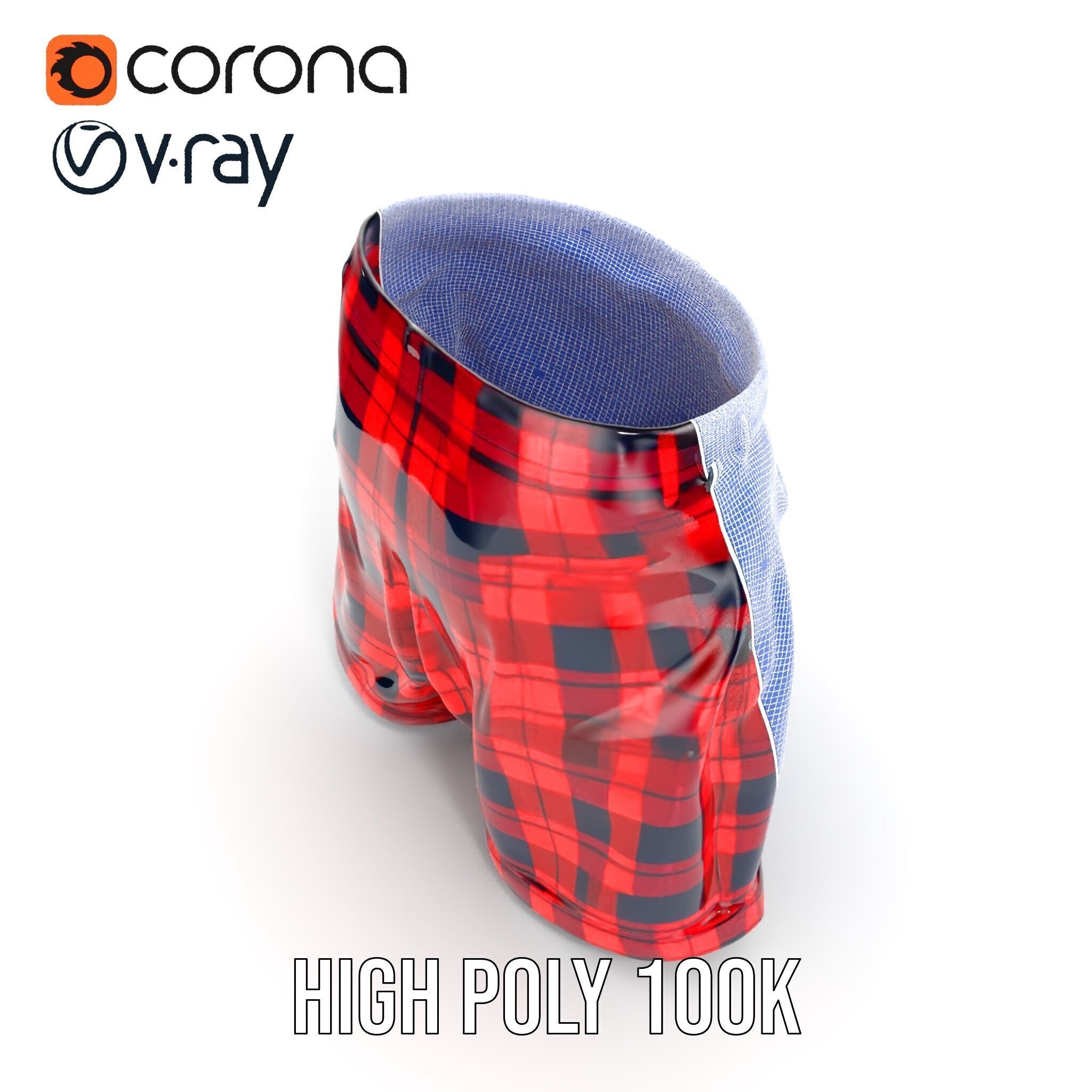 Plaid Shorts Model Pack with Detailed Textures Low-poly 3D model_24