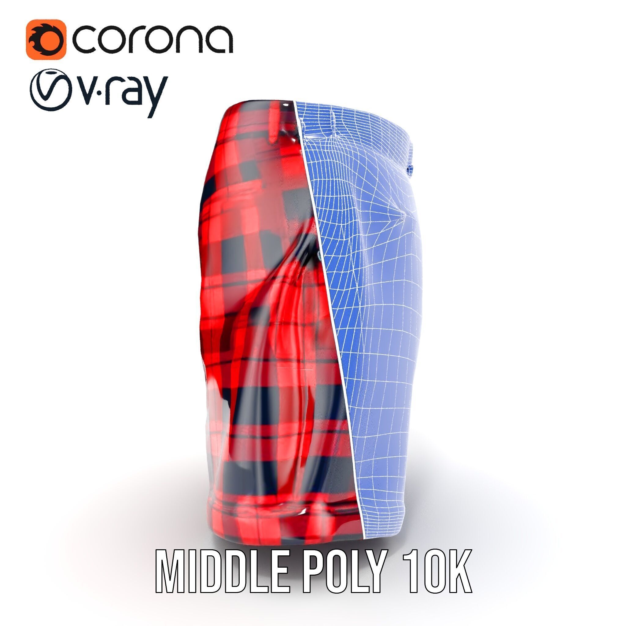 Plaid Shorts Model Pack with Detailed Textures Low-poly 3D model_22