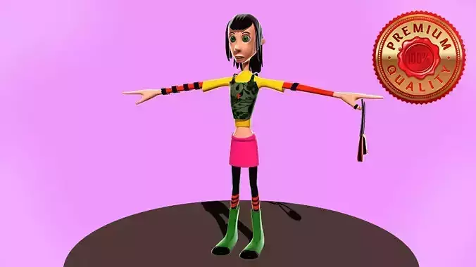 Low Poly - Jenna 3D Model cartoon girl