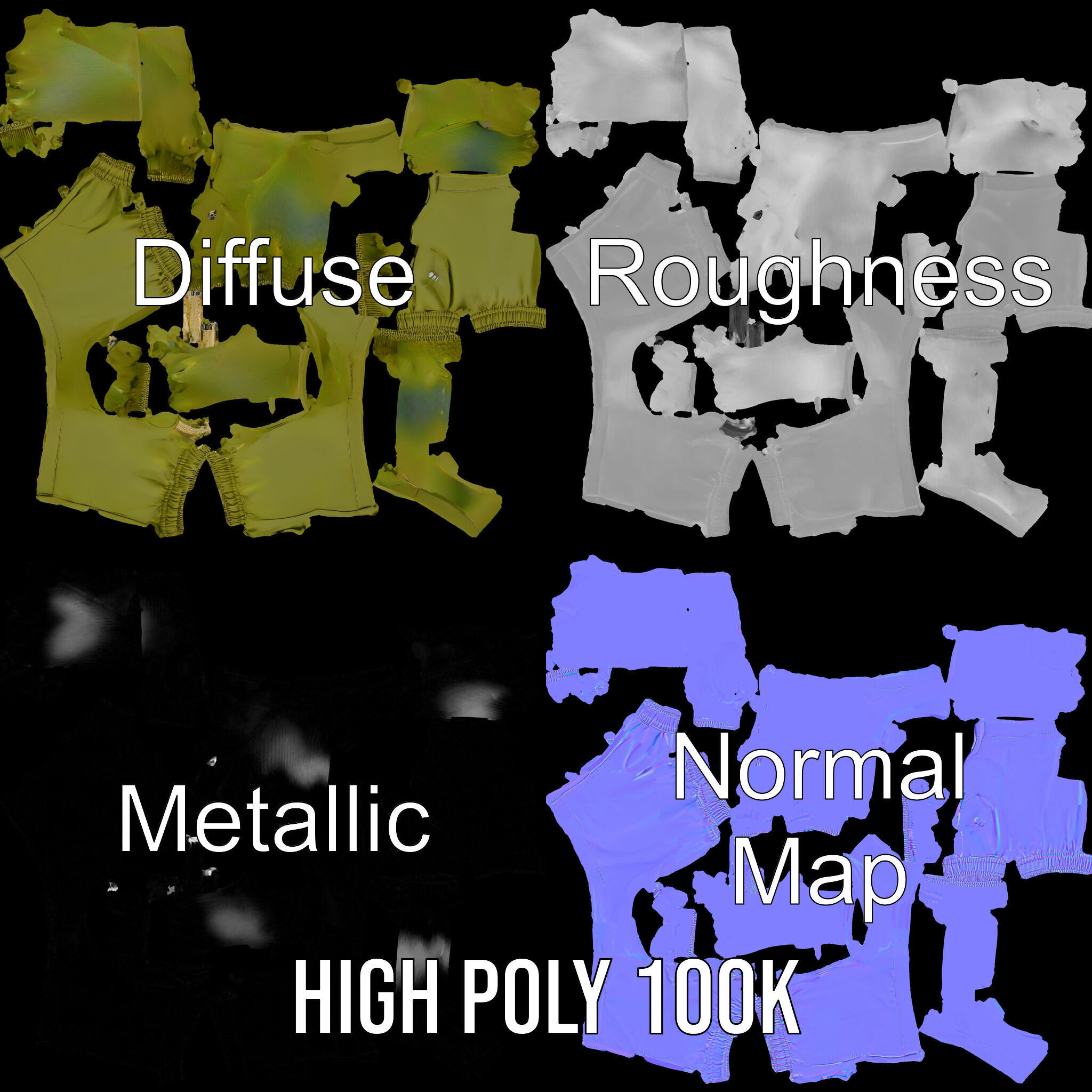 Casual Shorts Model Pack for D Clothing Low-poly 3D model_3