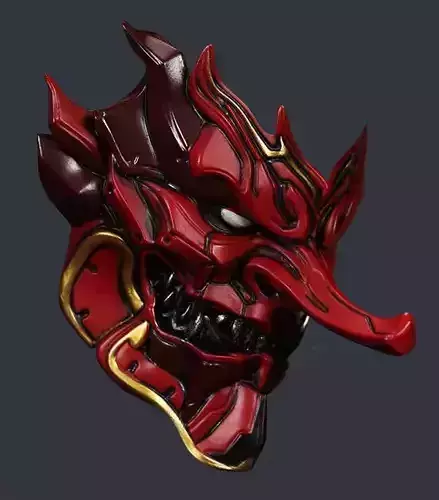 Japanese Cyber Oni Crimson Samurai Nipponese mask toy 3D print model