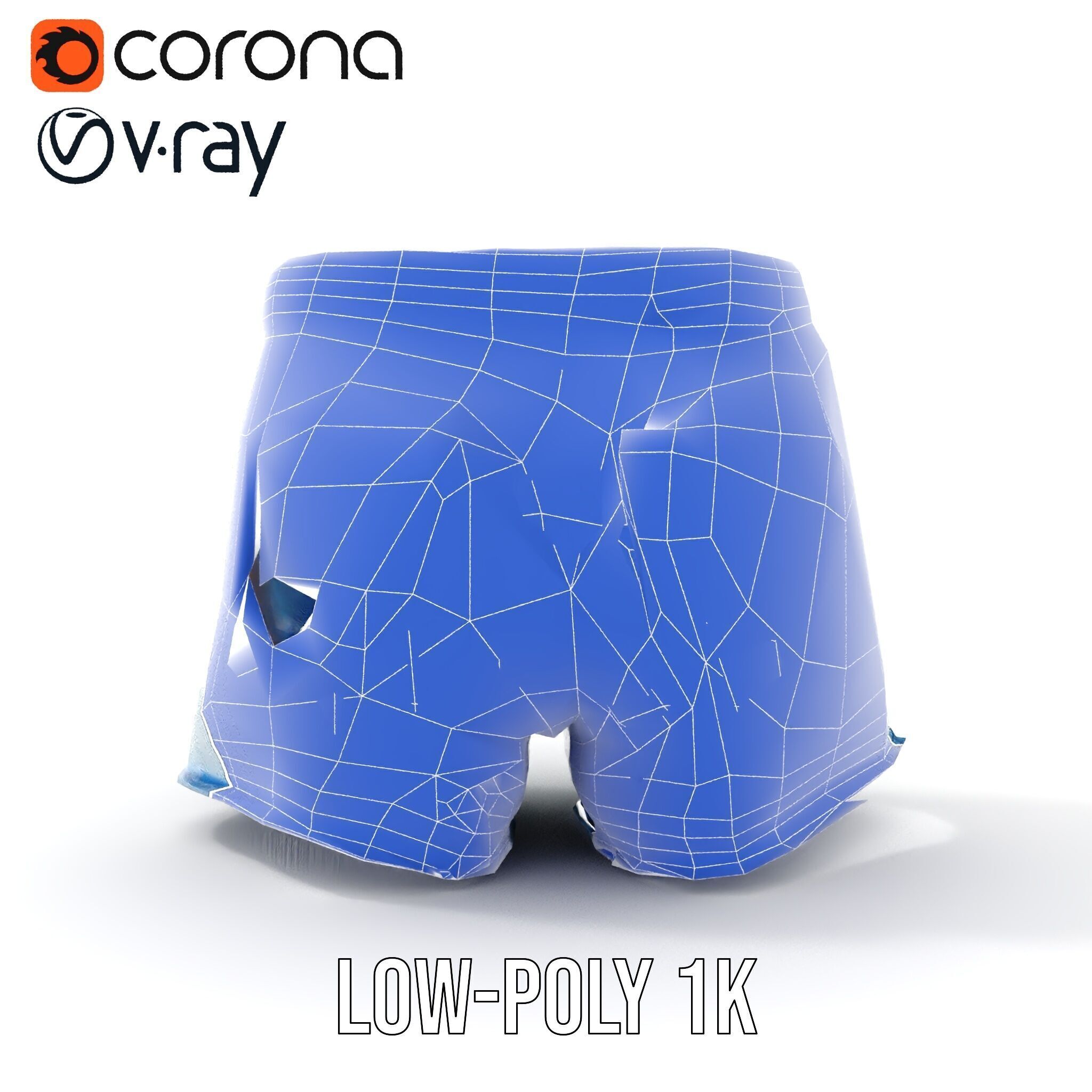 Denim Shorts Model Pack for Realistic Rendering and Animation Low-poly 3D model_32