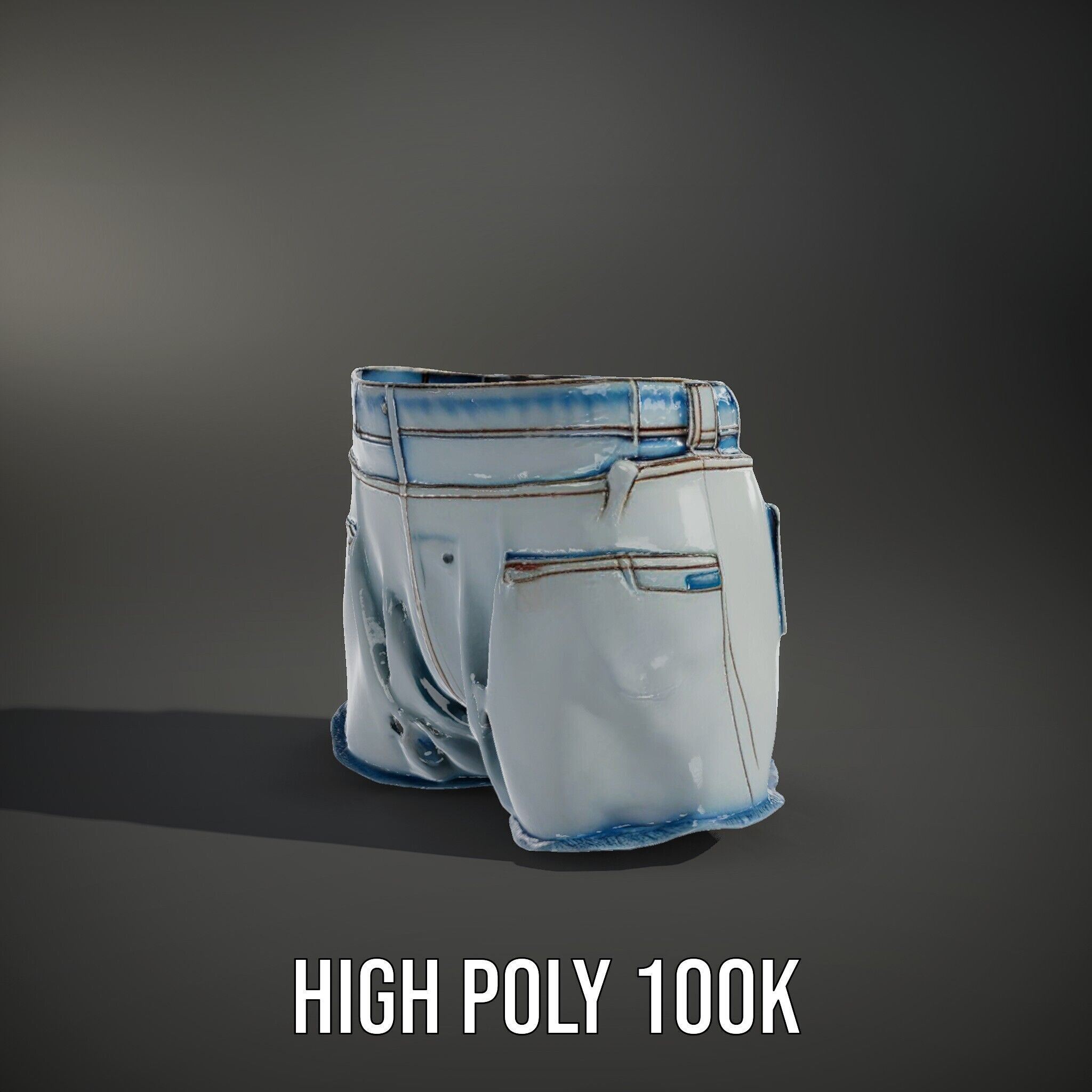 Denim Shorts Model Pack for Realistic Rendering and Animation Low-poly 3D model_14