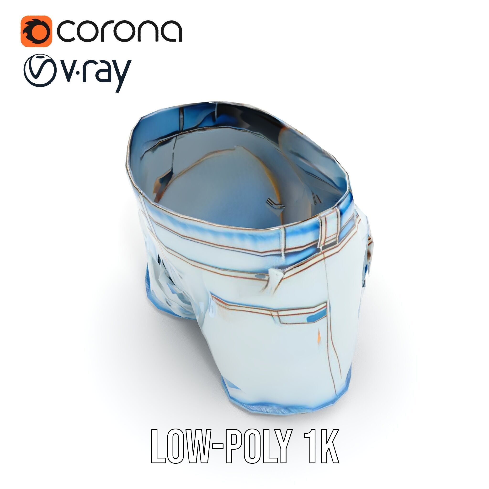 Denim Shorts Model Pack for Realistic Rendering and Animation Low-poly 3D model_23