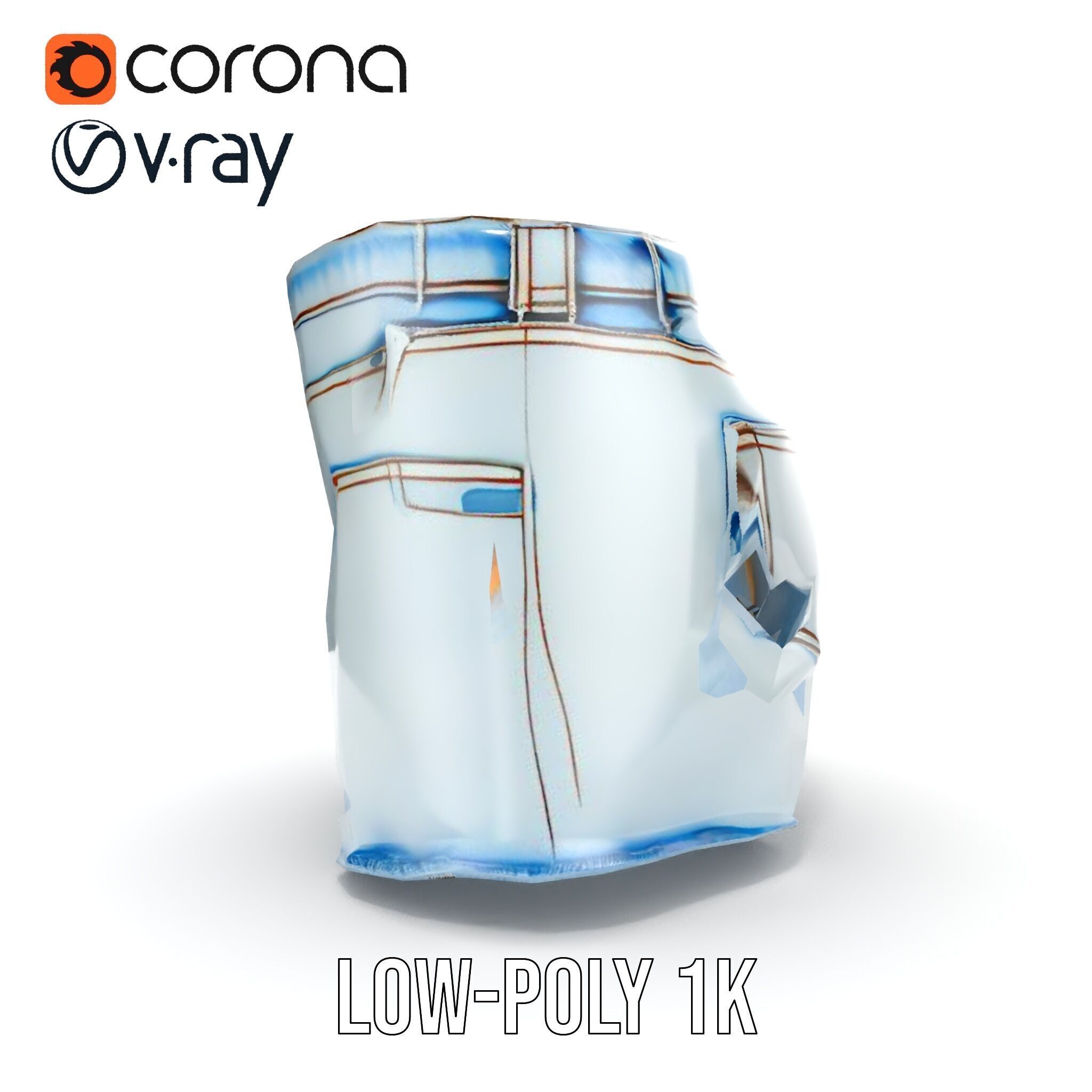 Denim Shorts Model Pack for Realistic Rendering and Animation Low-poly 3D model_7