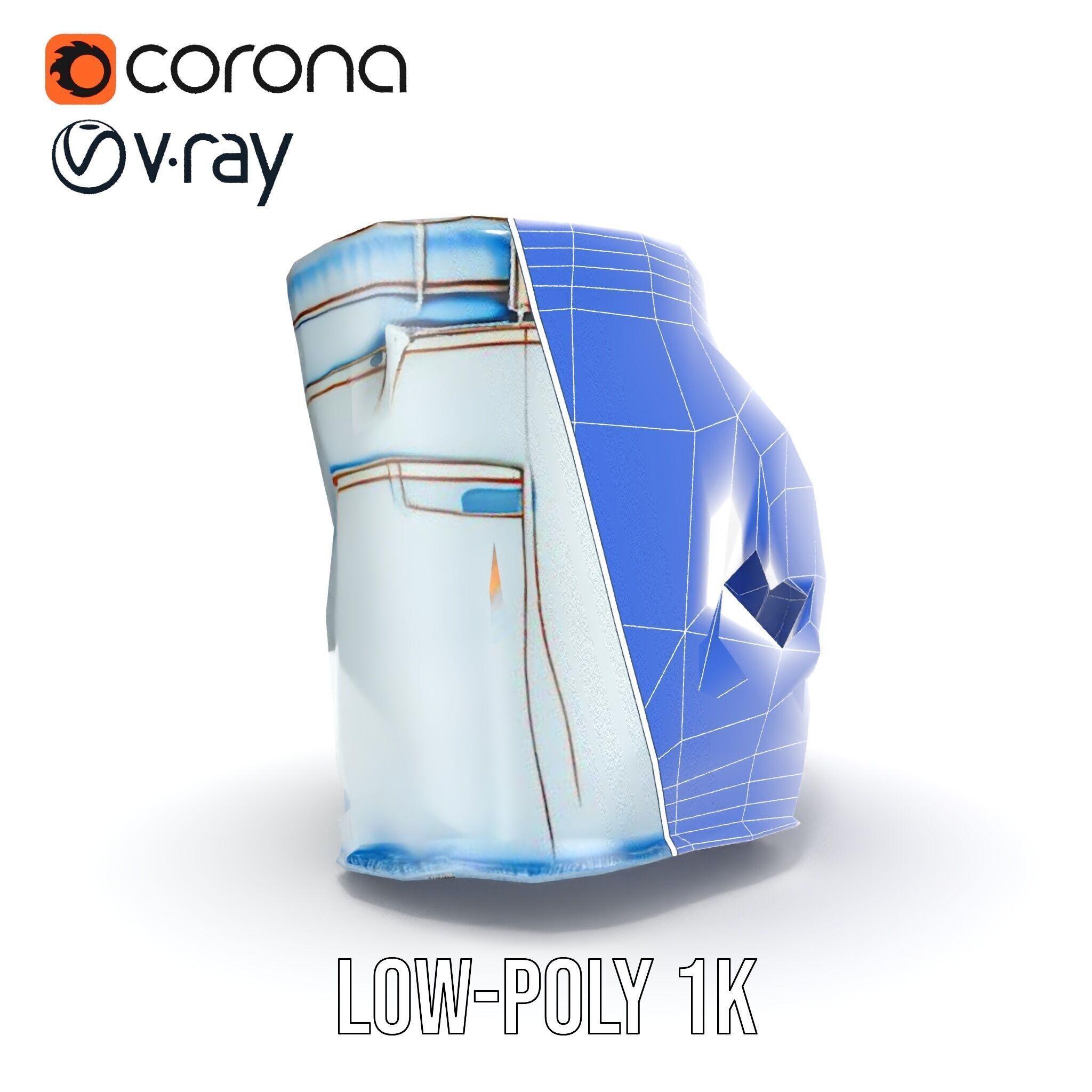 Denim Shorts Model Pack for Realistic Rendering and Animation Low-poly 3D model_29