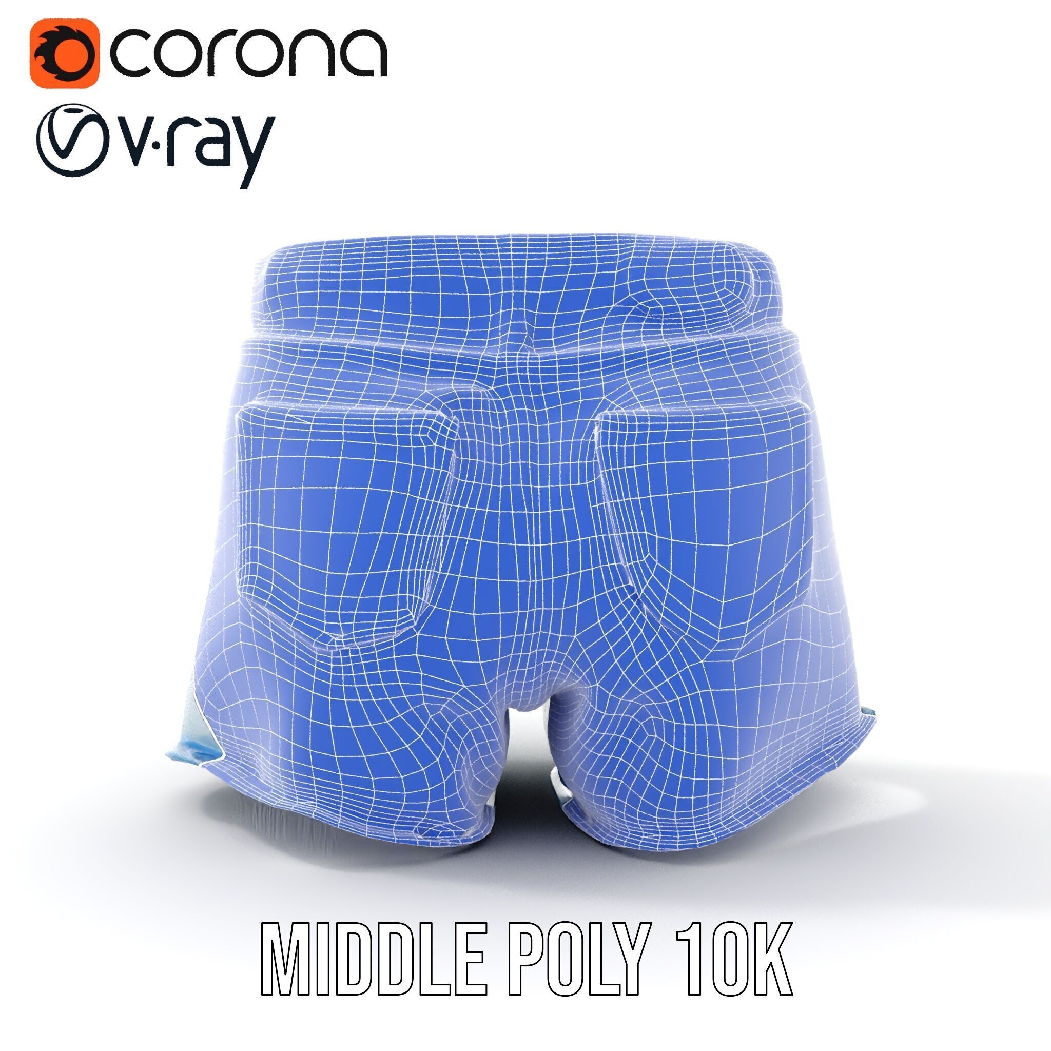 Denim Shorts Model Pack for Realistic Rendering and Animation Low-poly 3D model_31