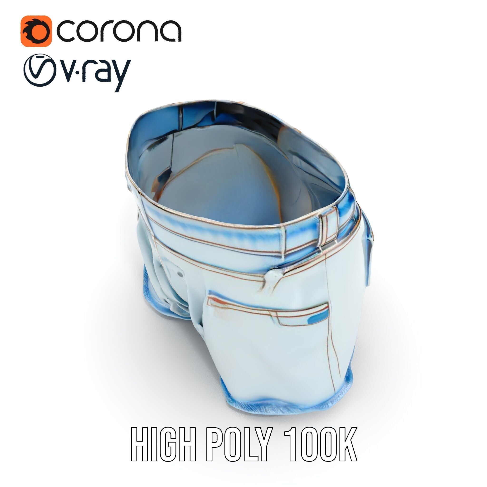 Denim Shorts Model Pack for Realistic Rendering and Animation Low-poly 3D model_24