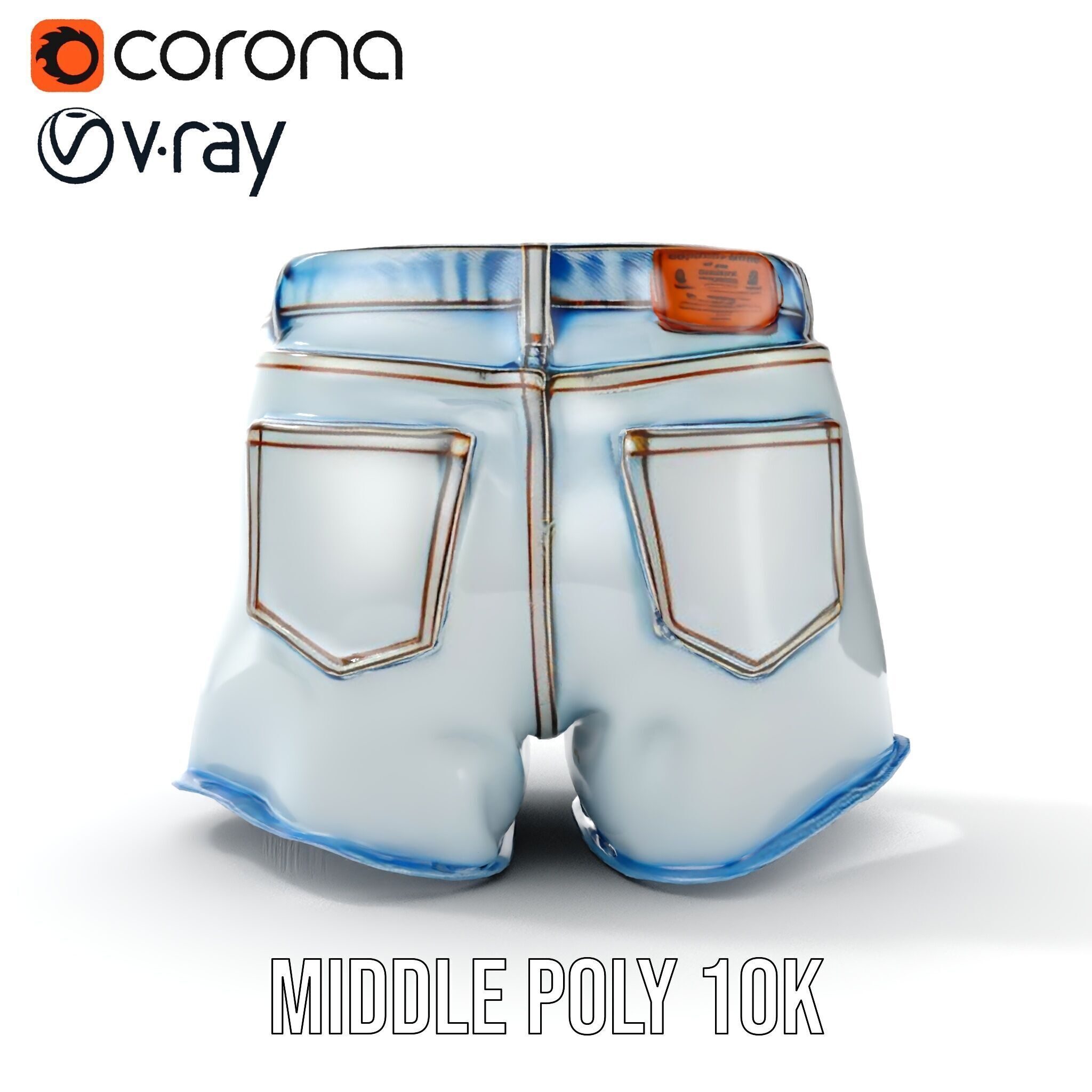 Denim Shorts Model Pack for Realistic Rendering and Animation Low-poly 3D model_15