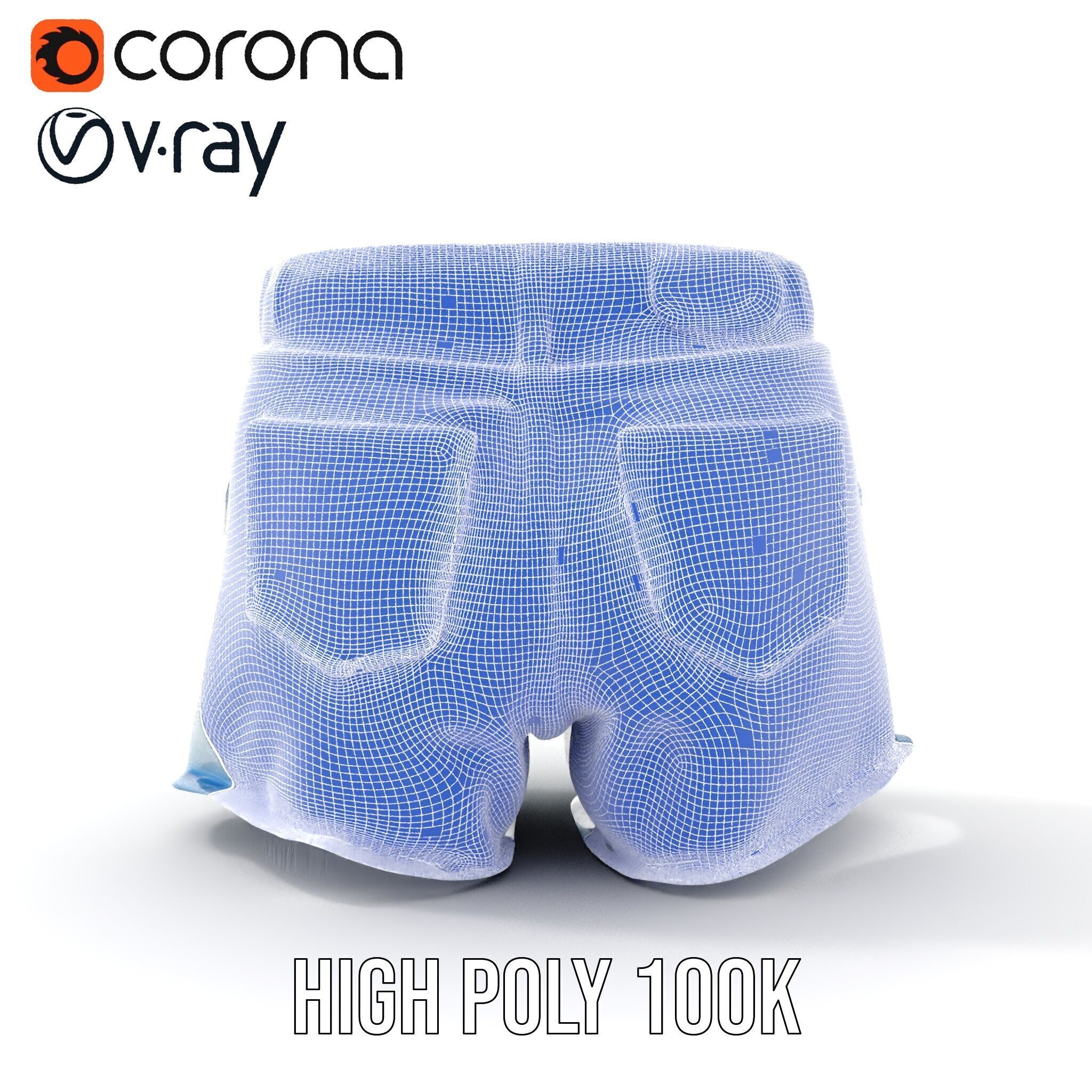 Denim Shorts Model Pack for Realistic Rendering and Animation Low-poly 3D model_30