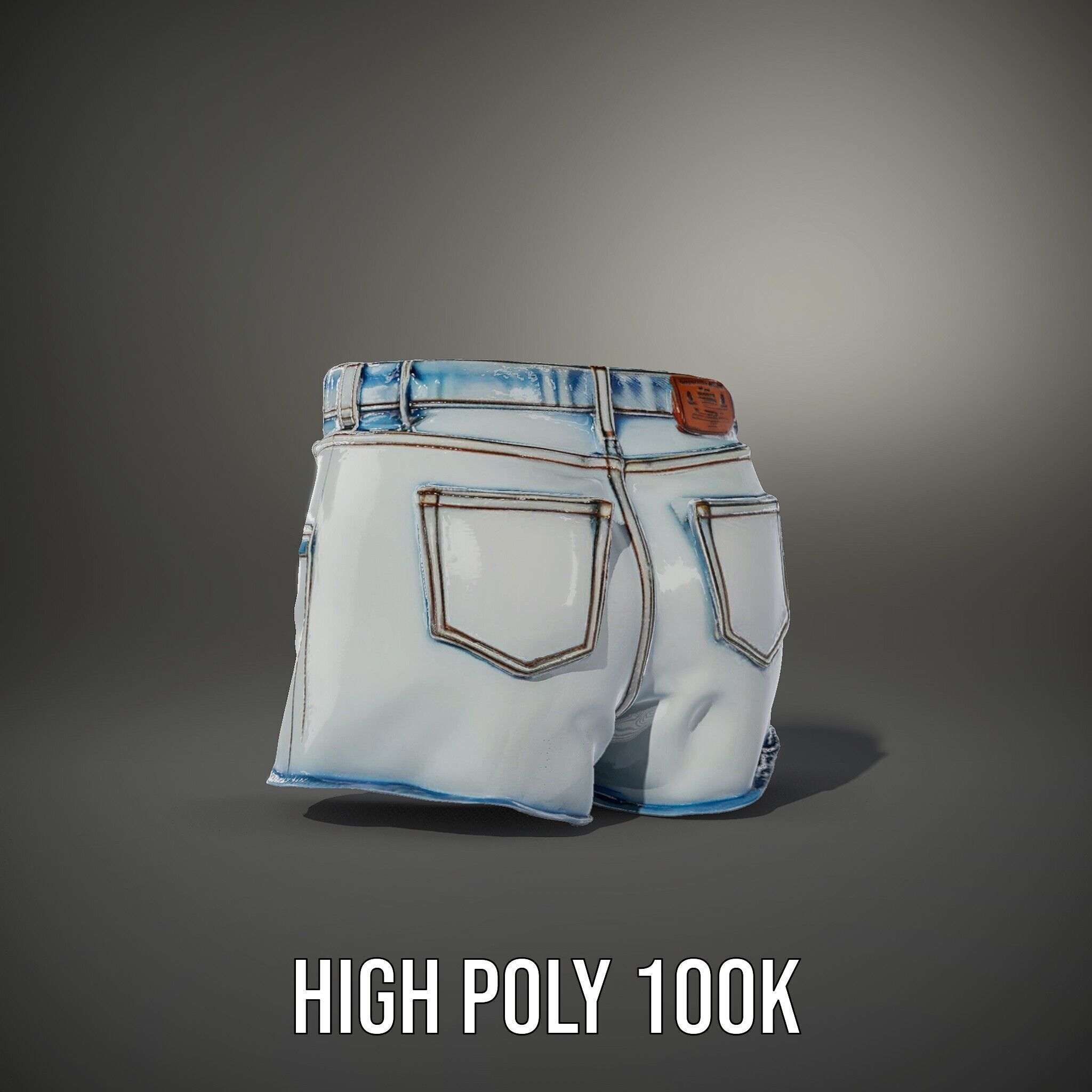 Denim Shorts Model Pack for Realistic Rendering and Animation Low-poly 3D model_11