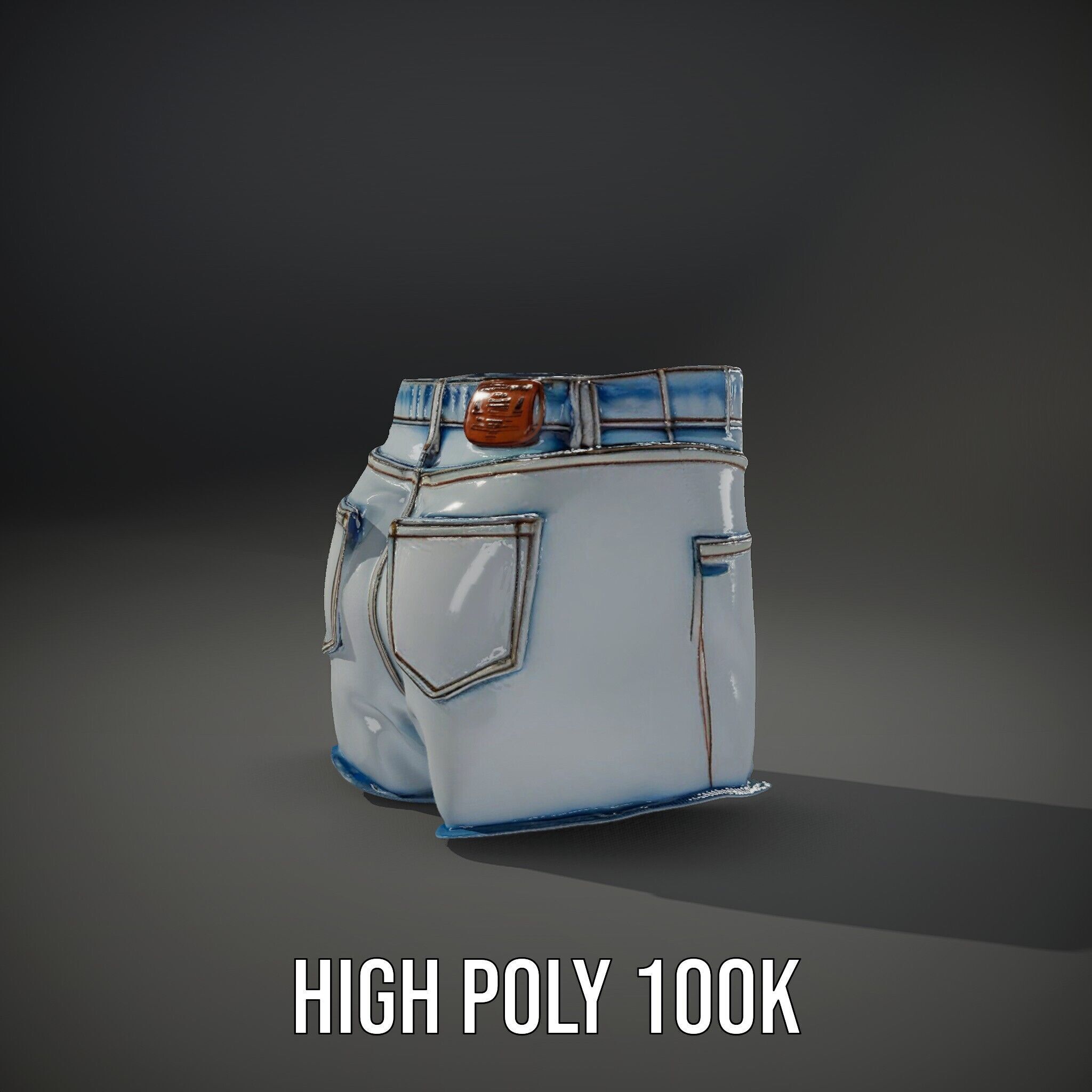 Denim Shorts Model Pack for Realistic Rendering and Animation Low-poly 3D model_8