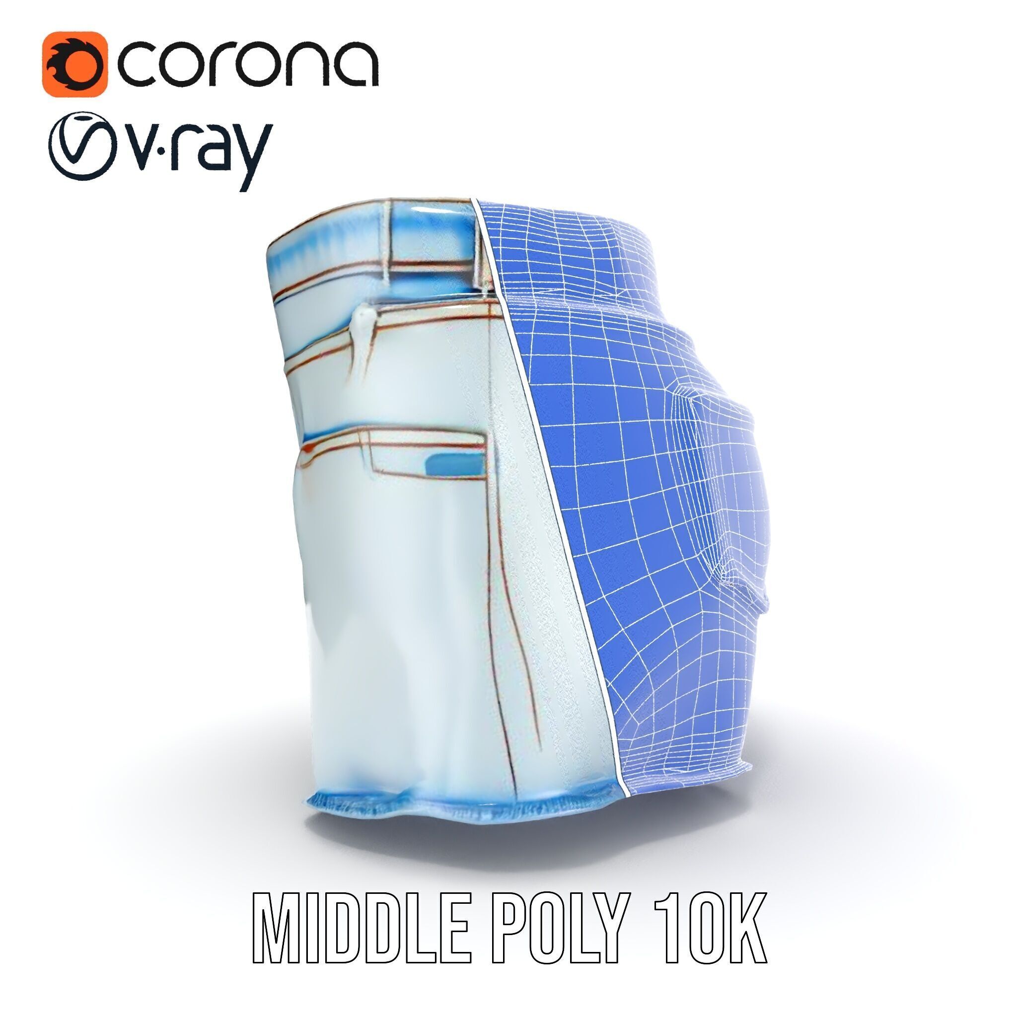 Denim Shorts Model Pack for Realistic Rendering and Animation Low-poly 3D model_28