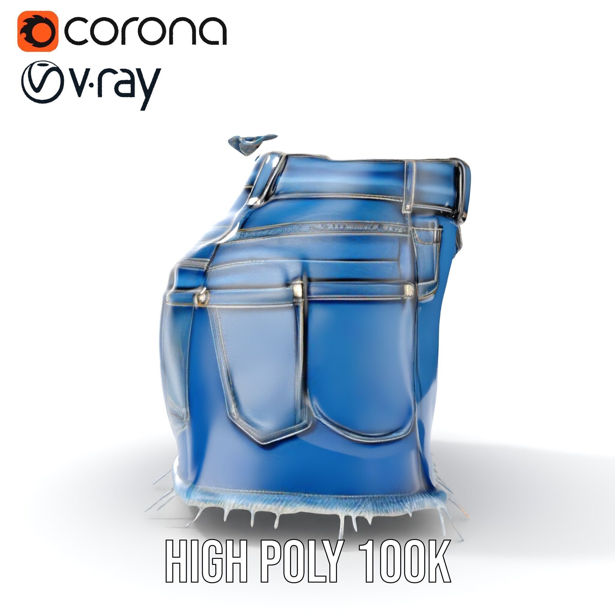 Stylish Denim Skirt Model Pack Low-poly 3D model_36