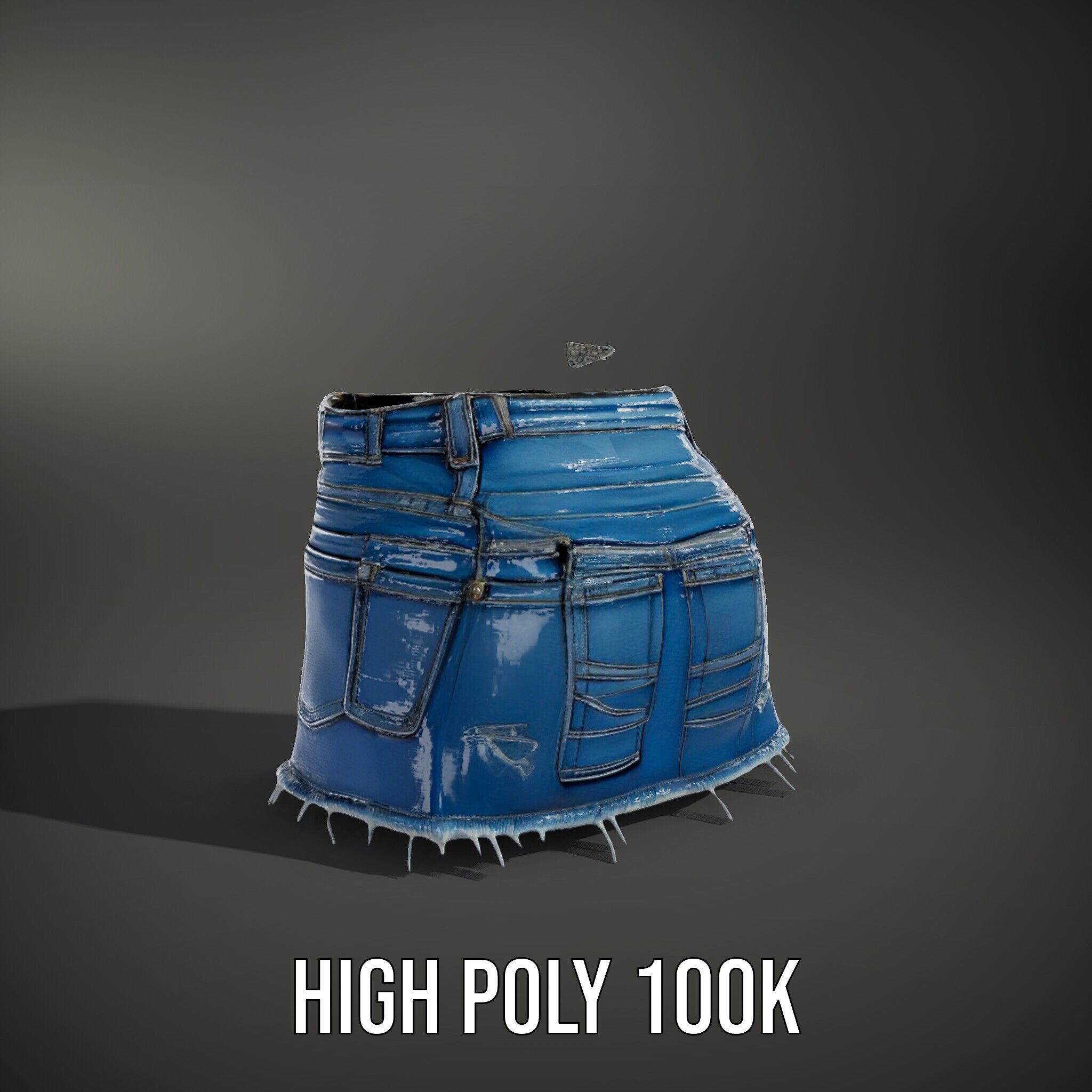 Stylish Denim Skirt Model Pack Low-poly 3D model_14