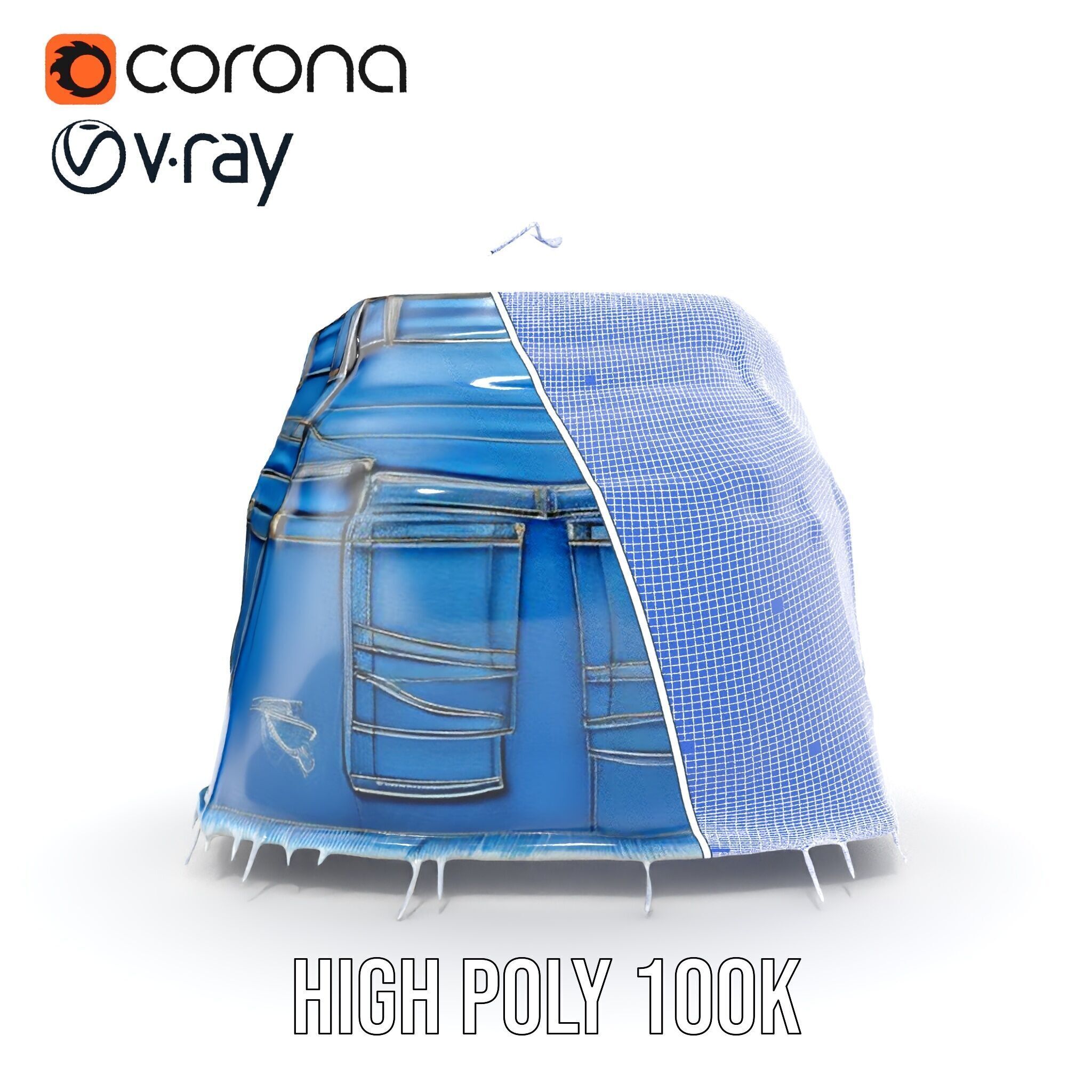 Stylish Denim Skirt Model Pack Low-poly 3D model_38