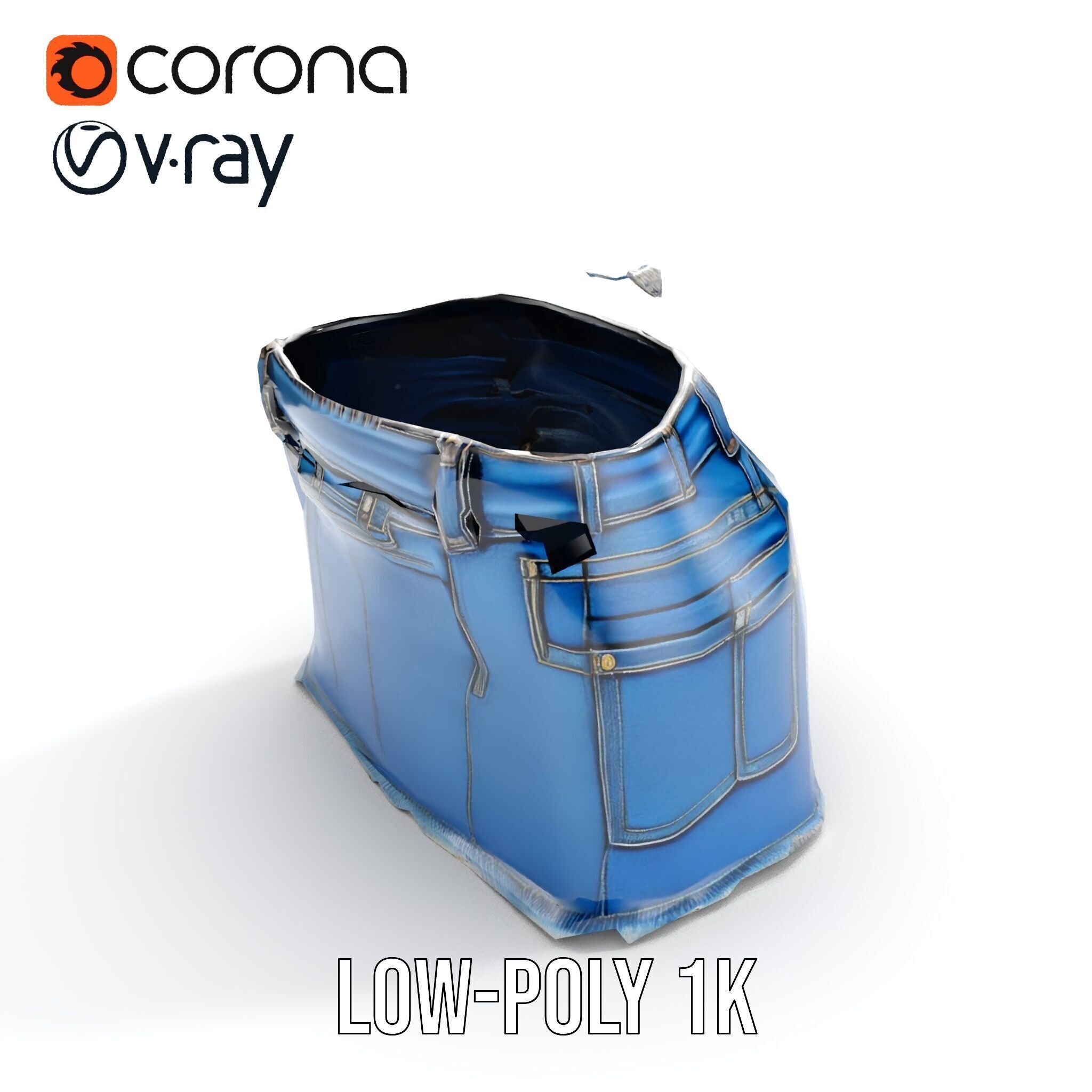 Stylish Denim Skirt Model Pack Low-poly 3D model_7