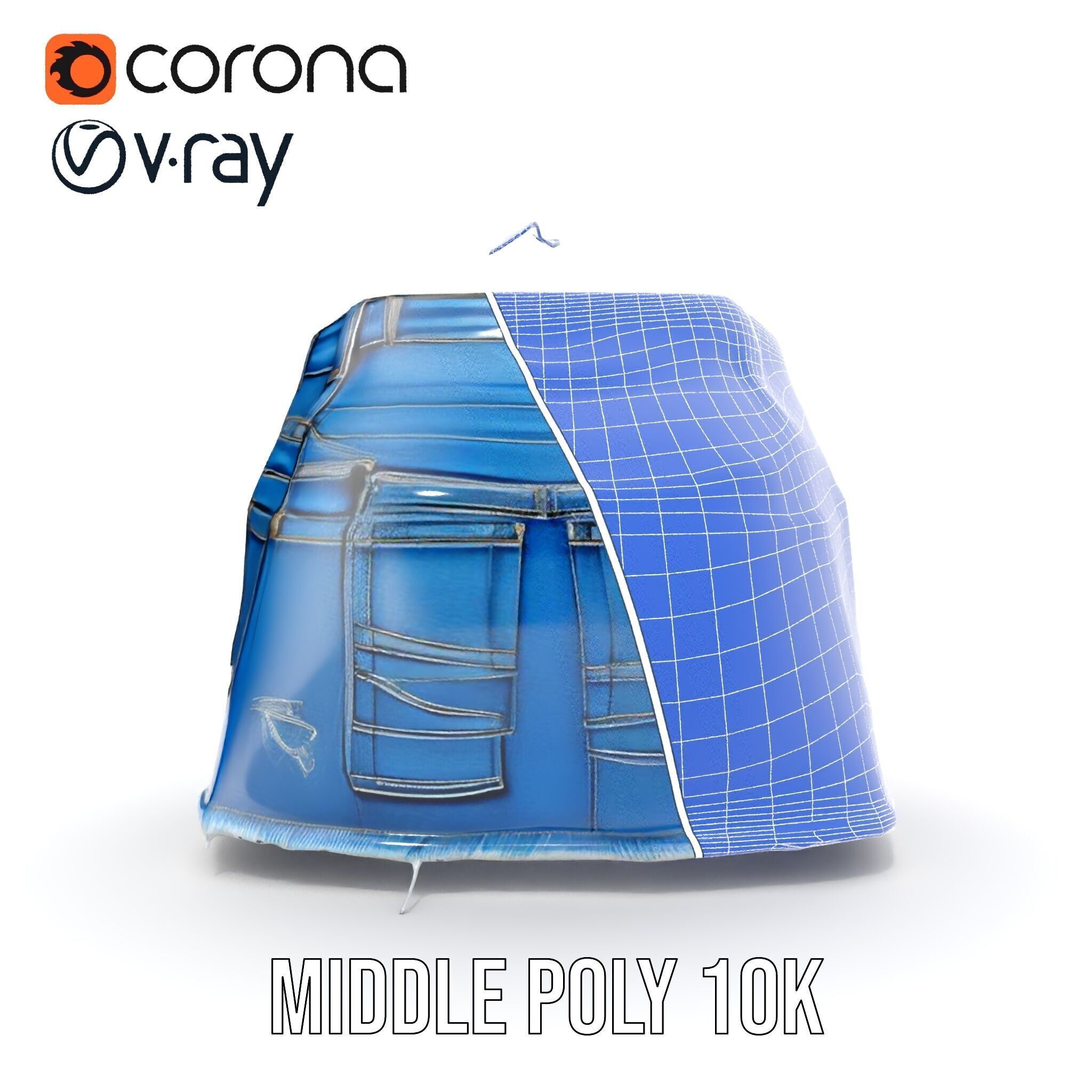 Stylish Denim Skirt Model Pack Low-poly 3D model_30