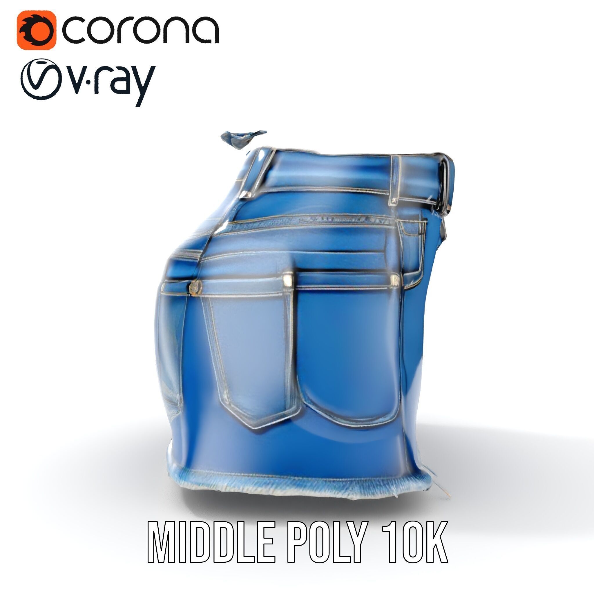 Stylish Denim Skirt Model Pack Low-poly 3D model_27