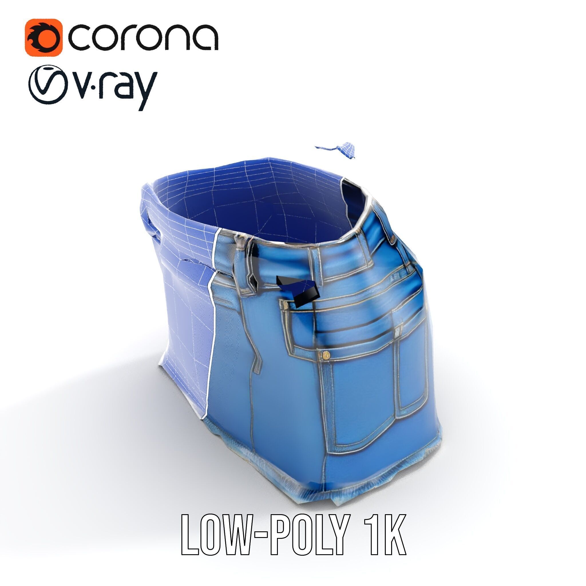 Stylish Denim Skirt Model Pack Low-poly 3D model_16