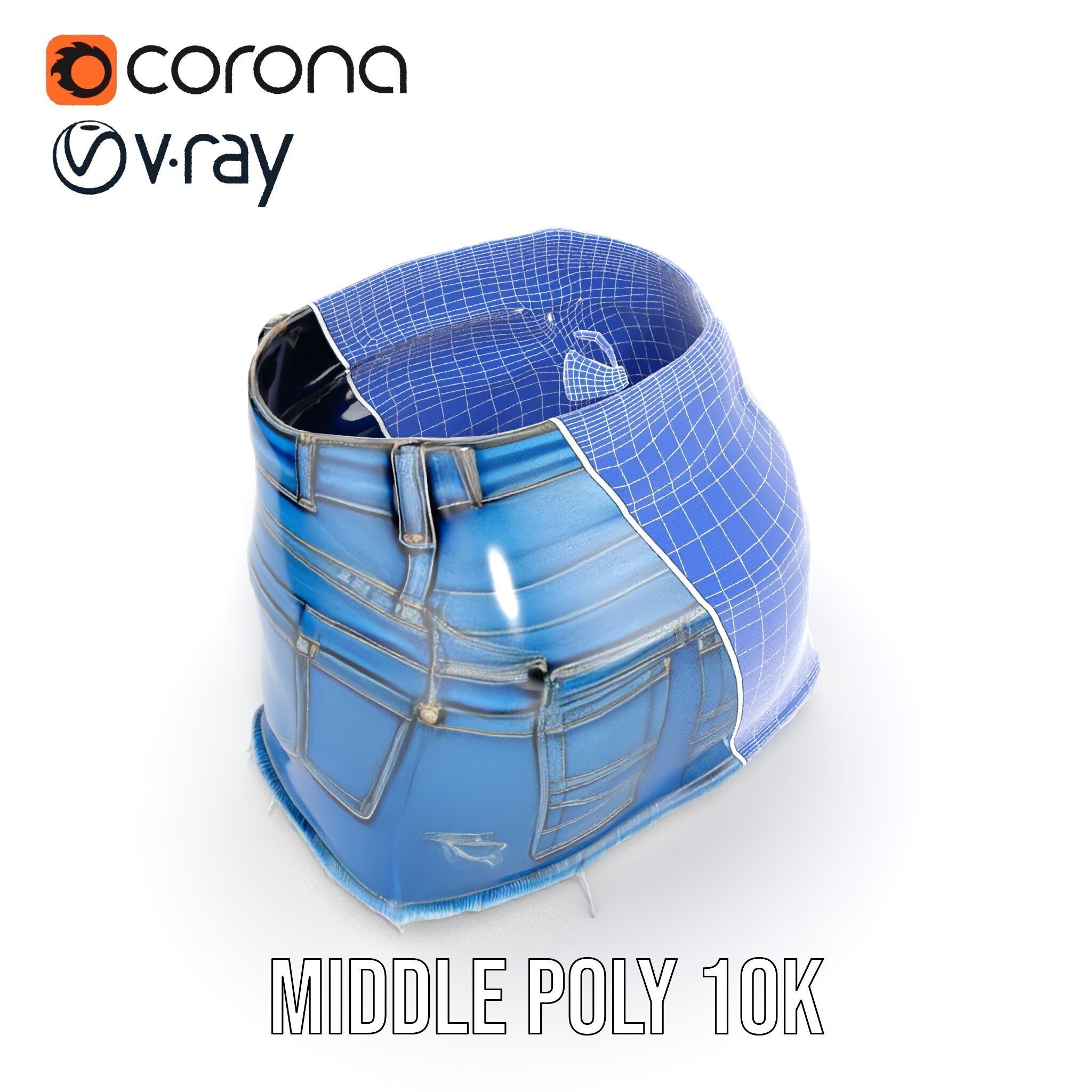 Stylish Denim Skirt Model Pack Low-poly 3D model_17