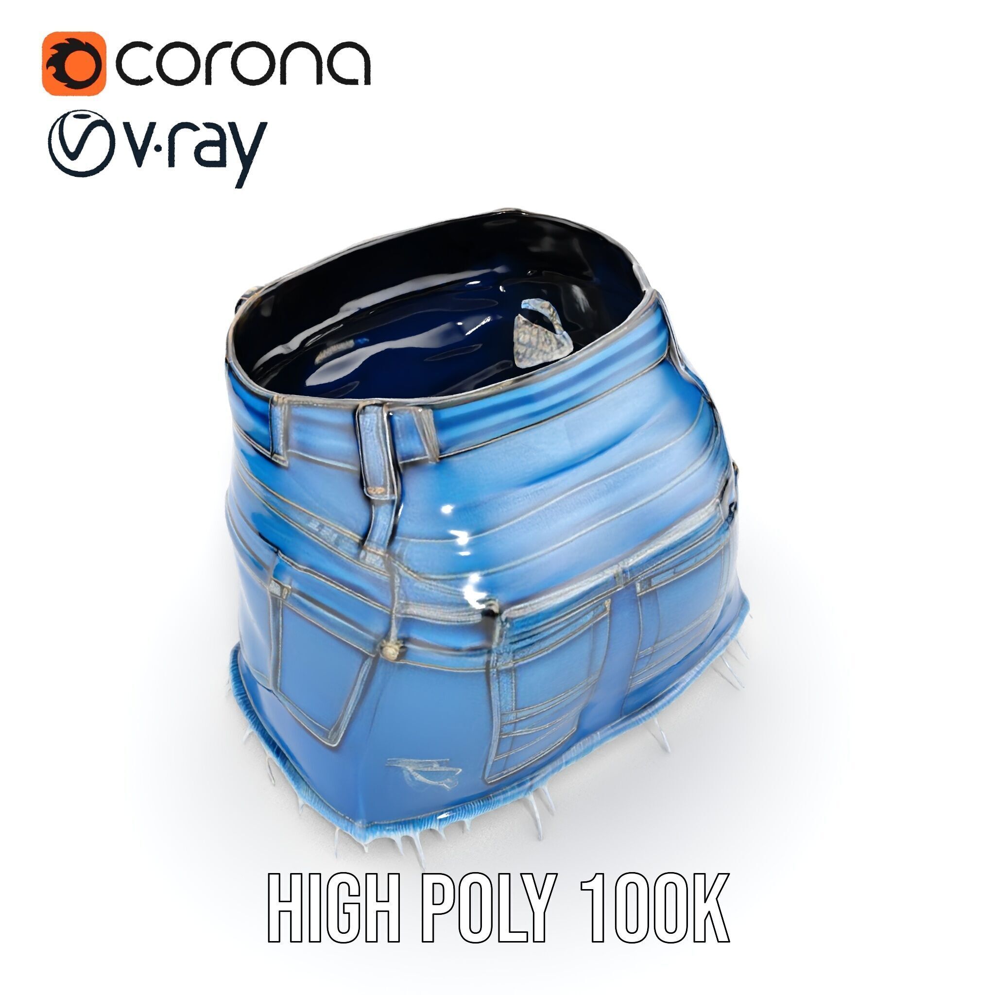 Stylish Denim Skirt Model Pack Low-poly 3D model_35