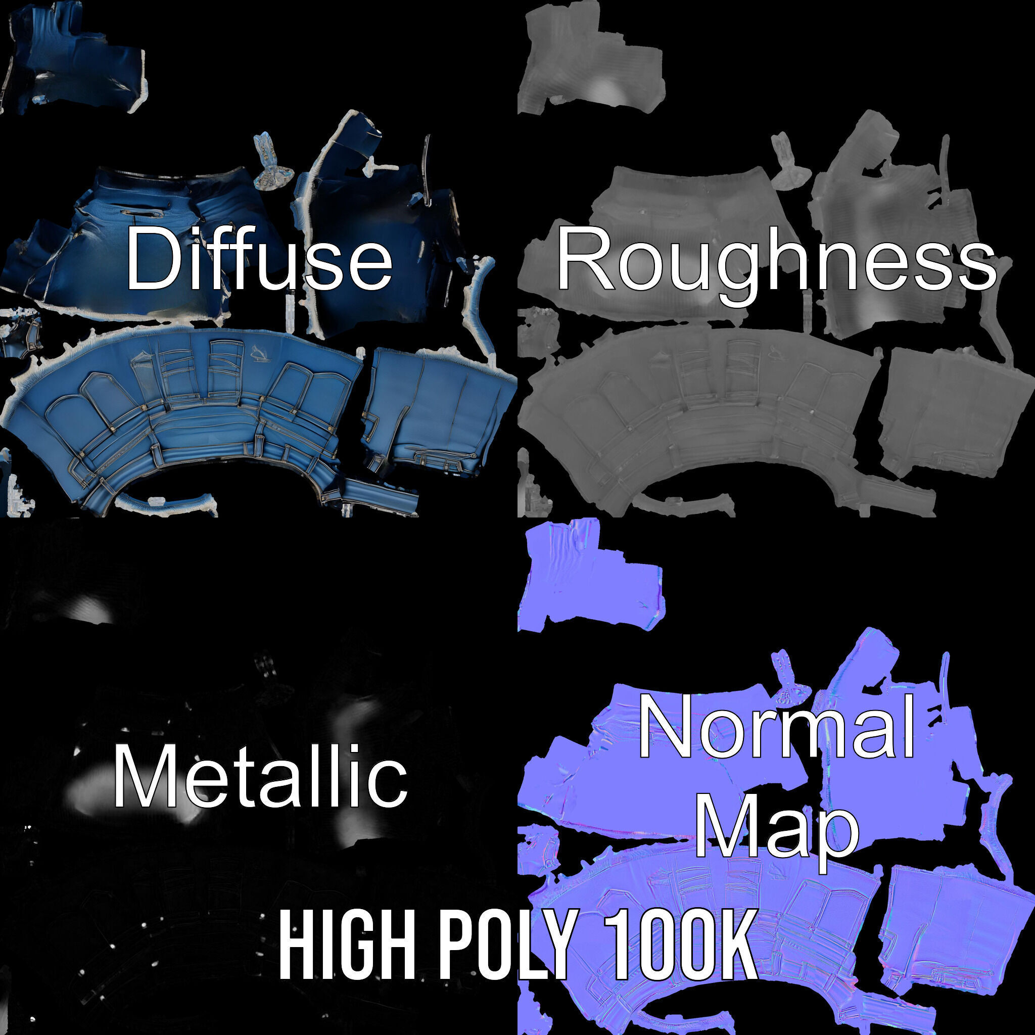 Stylish Denim Skirt Model Pack Low-poly 3D model_3