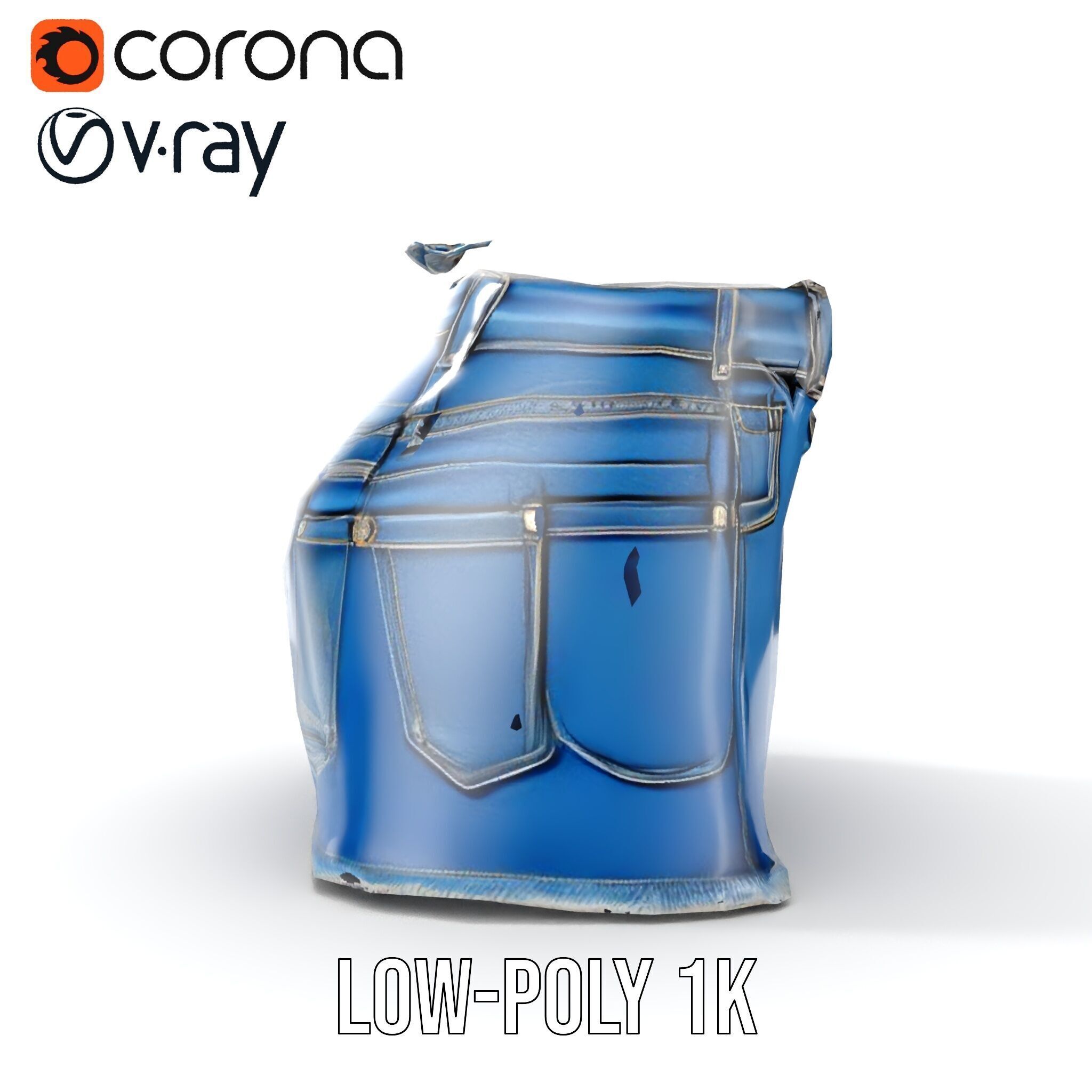 Stylish Denim Skirt Model Pack Low-poly 3D model_13