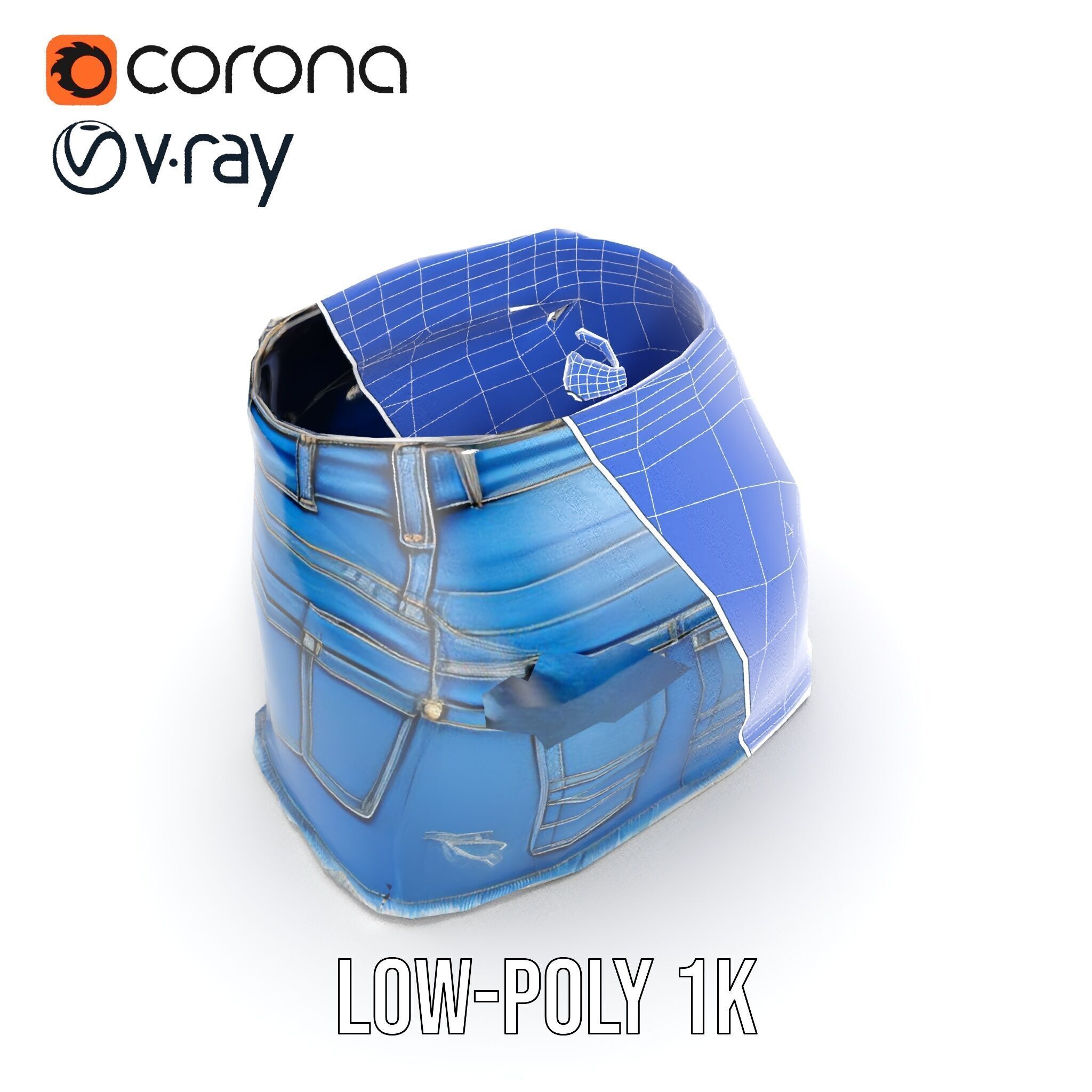 Stylish Denim Skirt Model Pack Low-poly 3D model_28