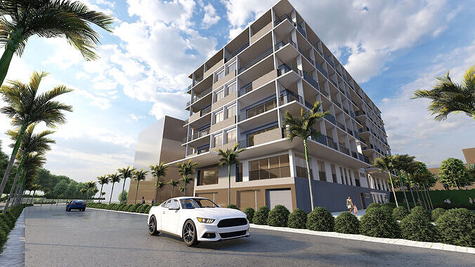 8 Floor Modern Hotel Building SketchUp and Lumion 3D Model 3D model
