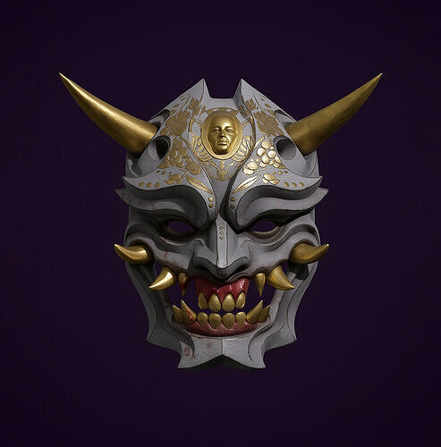 Japanese Golden Oni Nipponese mask toy 3D print model
