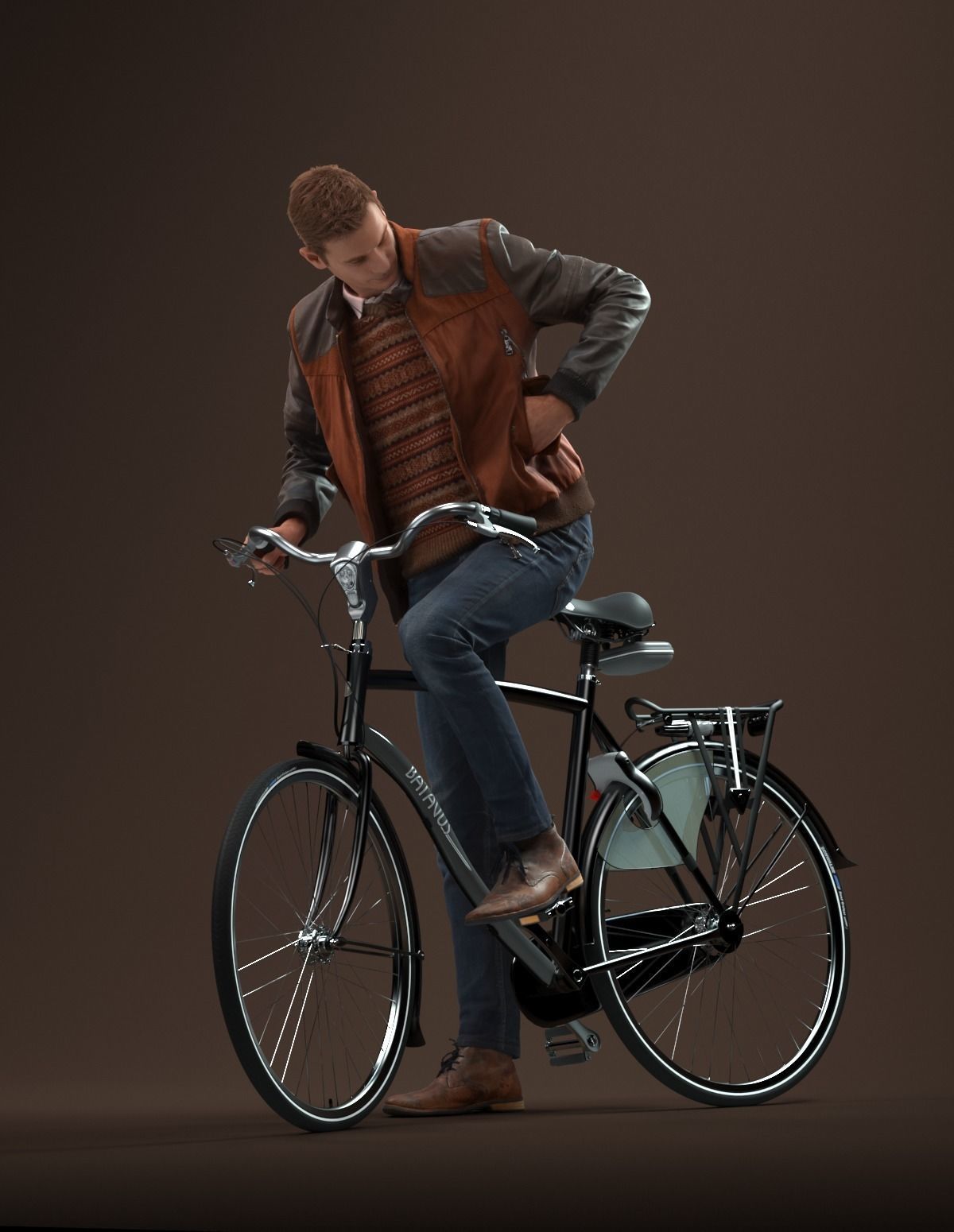 00058Jeffrey001 Guy With Bicycle Pre Posed 3D Model 3D model_1
