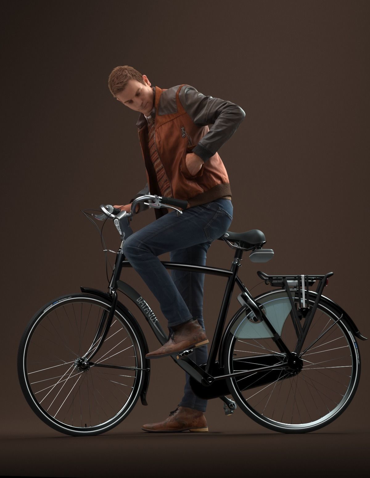 00058Jeffrey001 Guy With Bicycle Pre Posed 3D Model 3D model_2