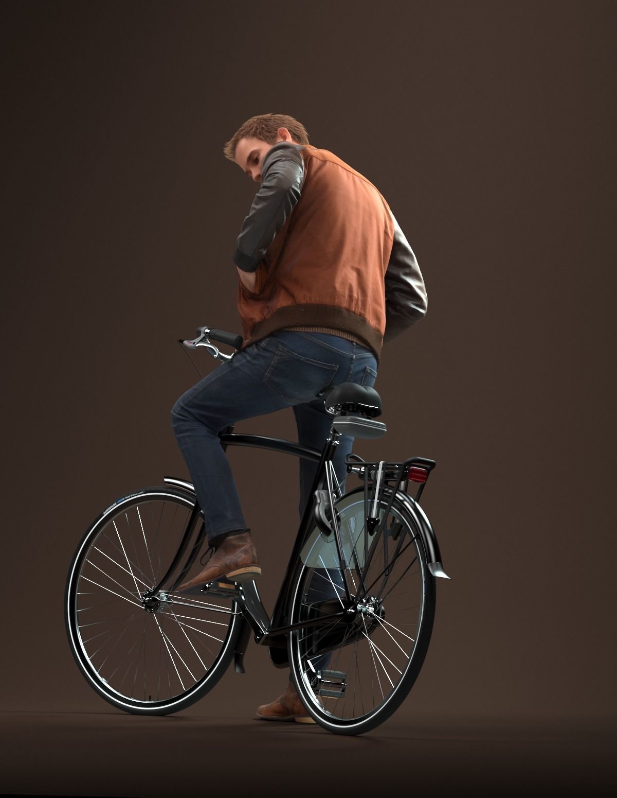 00058Jeffrey001 Guy With Bicycle Pre Posed 3D Model 3D model_10