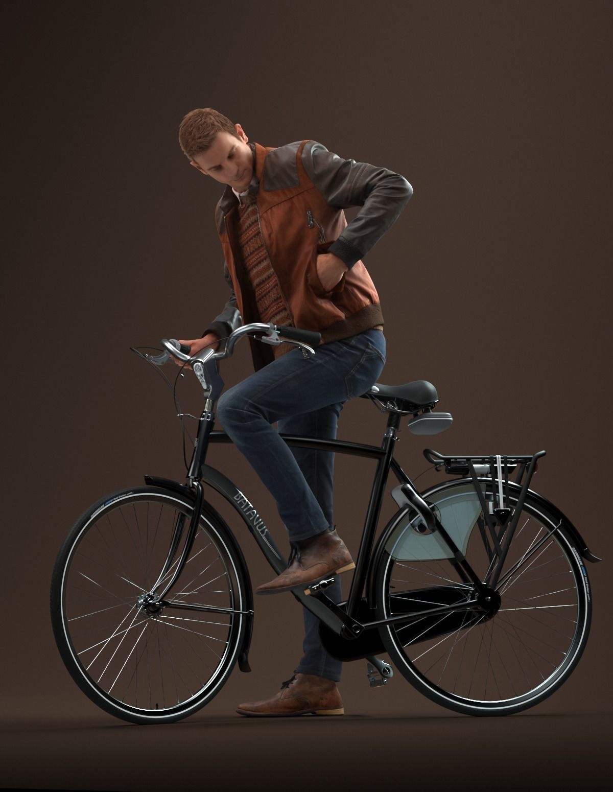 00058Jeffrey001 Guy With Bicycle Pre Posed 3D Model 3D model_3