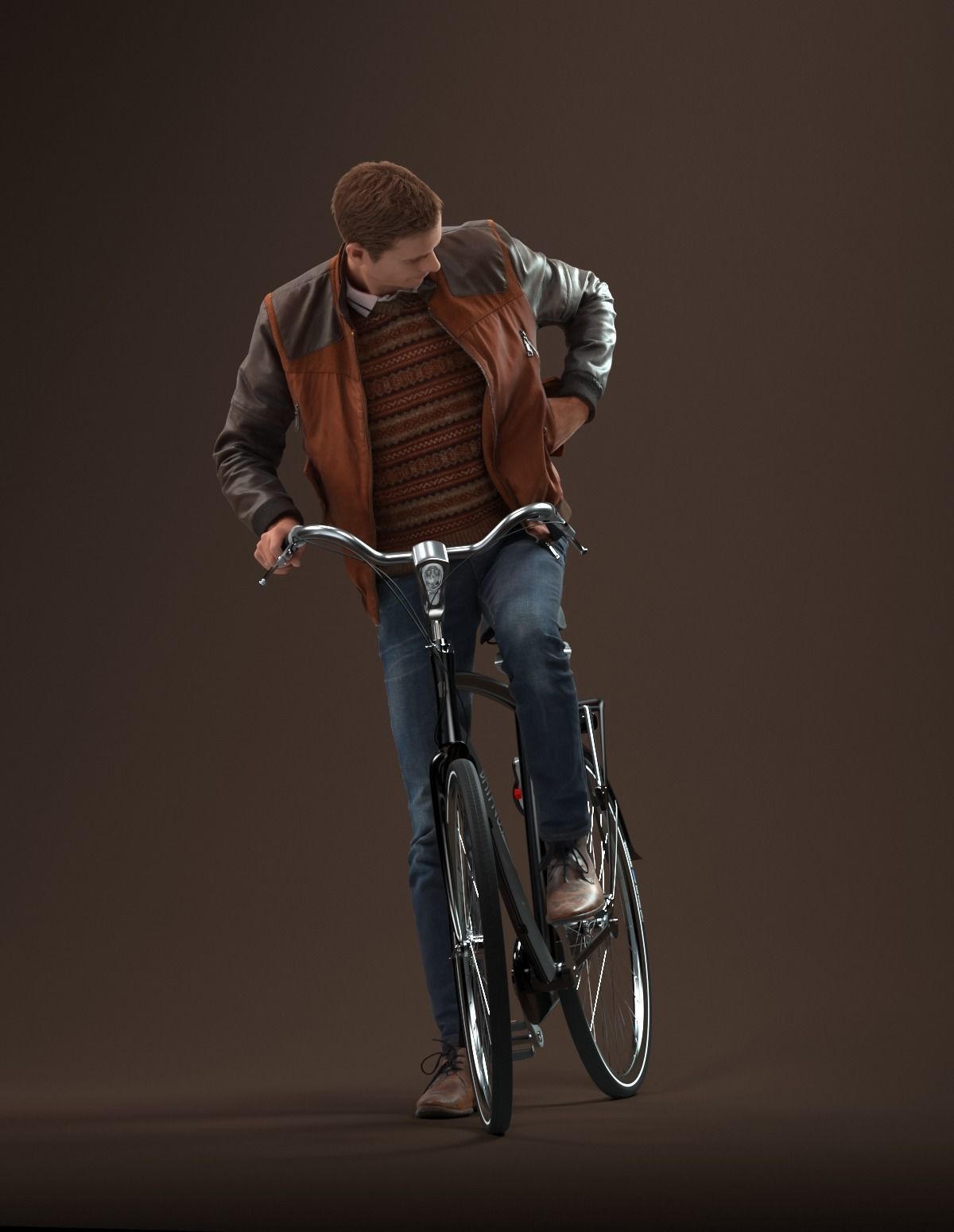 00058Jeffrey001 Guy With Bicycle Pre Posed 3D Model 3D model_4