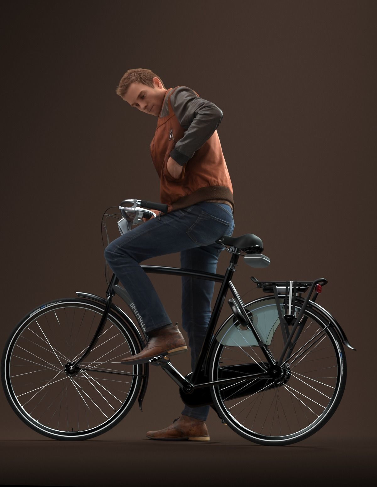 00058Jeffrey001 Guy With Bicycle Pre Posed 3D Model 3D model_9